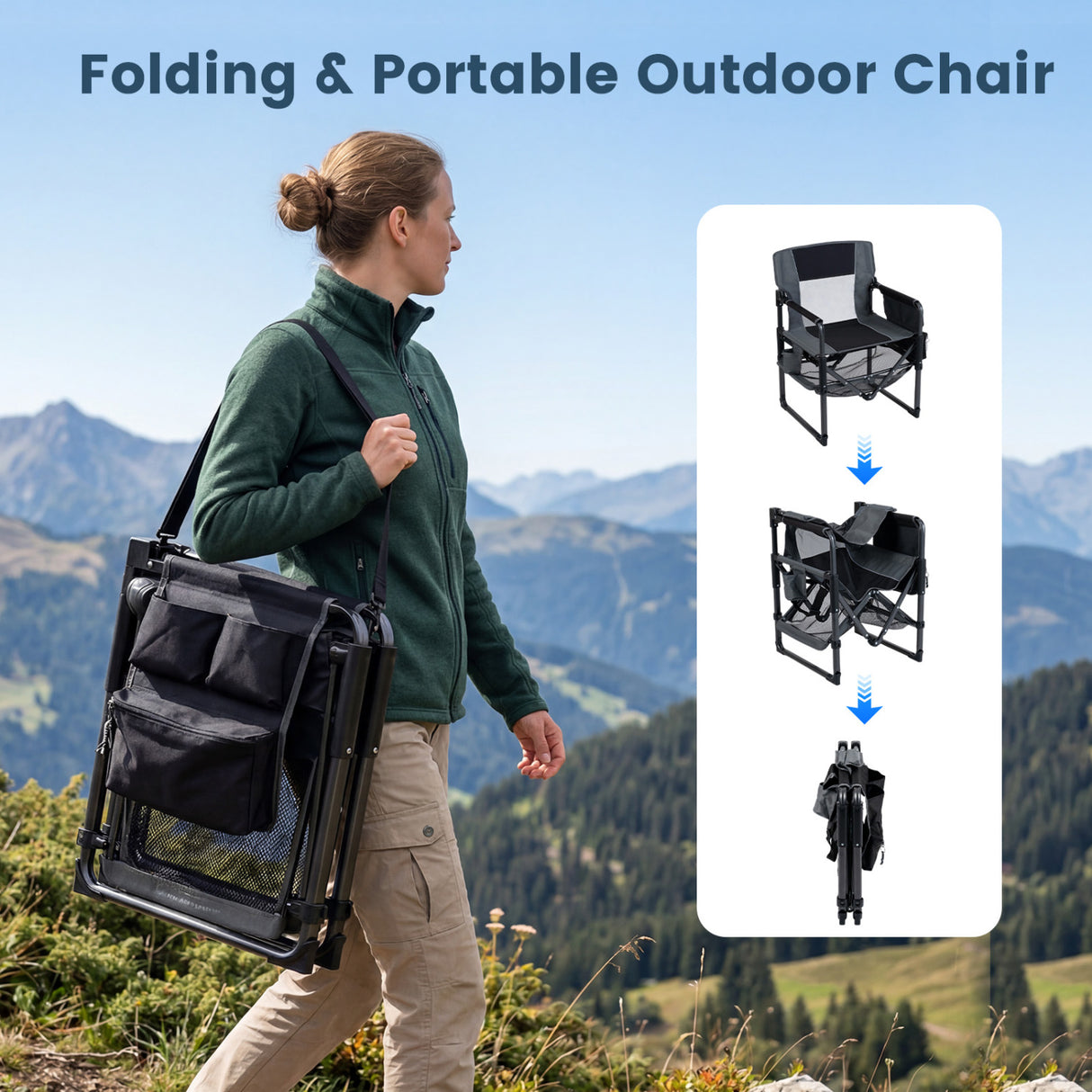 Heavy Duty Outdoor Camping Chair with Cup Holder and Bottle Opener