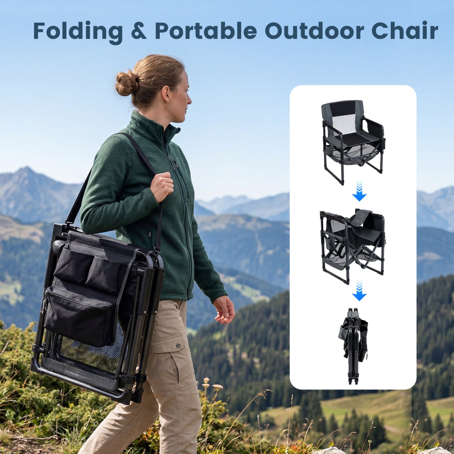 Heavy Duty Outdoor Camping Chair with Cup Holder and Bottle Opener
