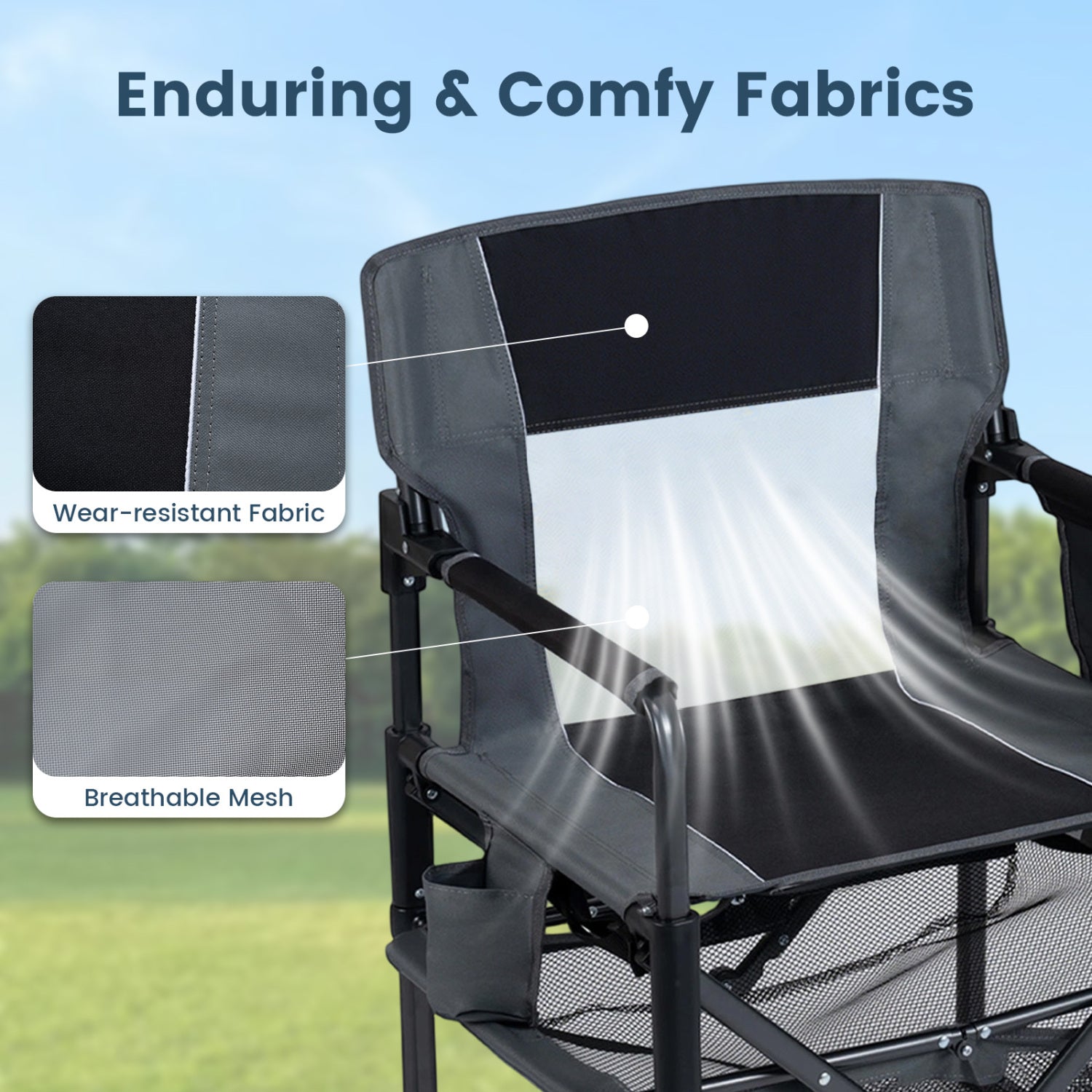 Heavy Duty Outdoor Camping Chair with Cup Holder and Side Pocket