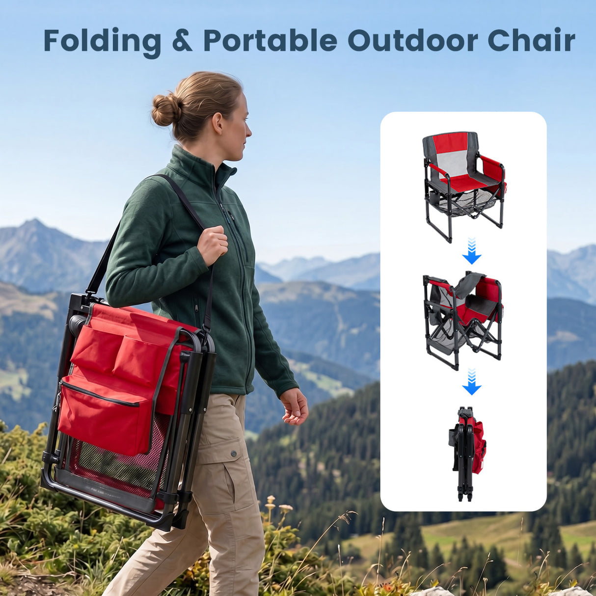 Heavy Duty Outdoor Camping Chair with Cup Holder and Bottle Opener