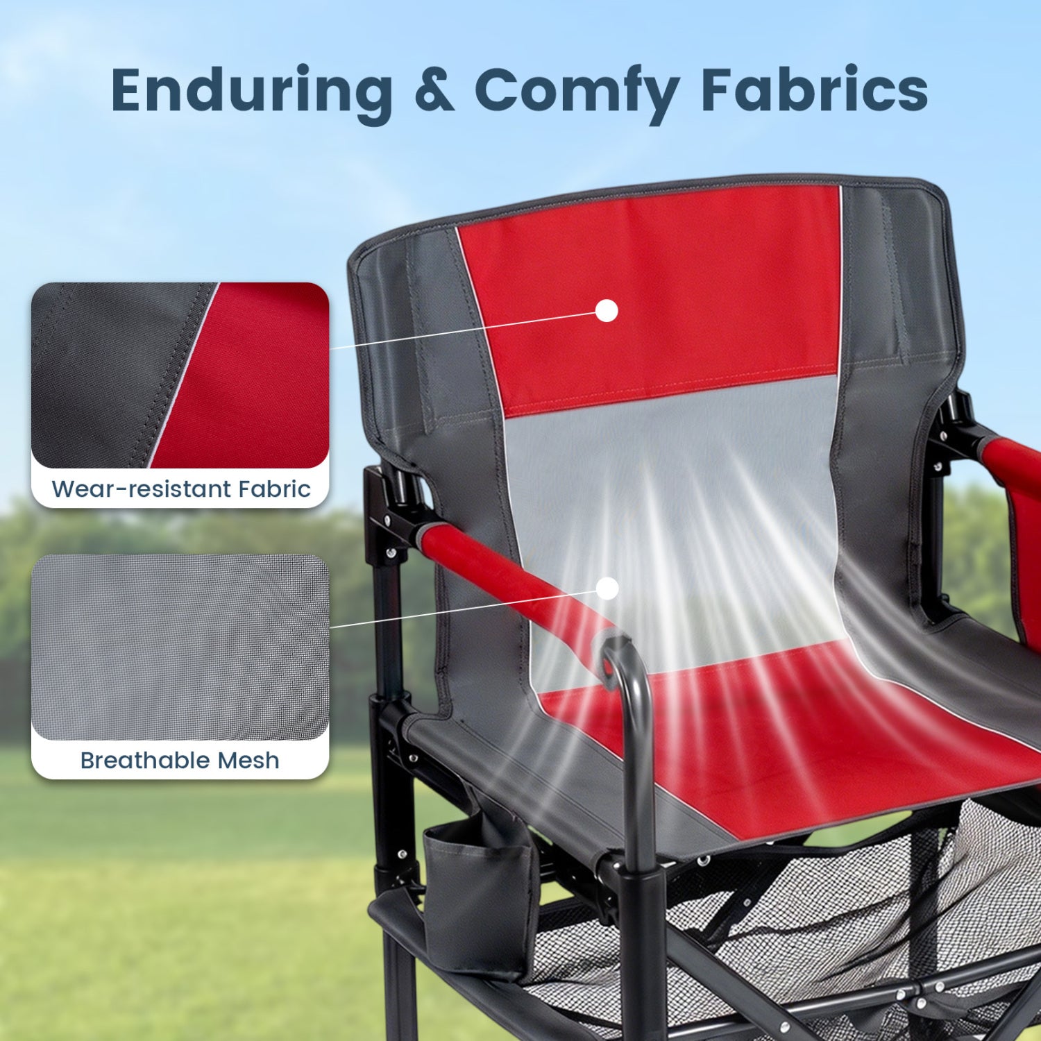 Heavy Duty Outdoor Camping Chair with Cup Holder and Bottle Opener