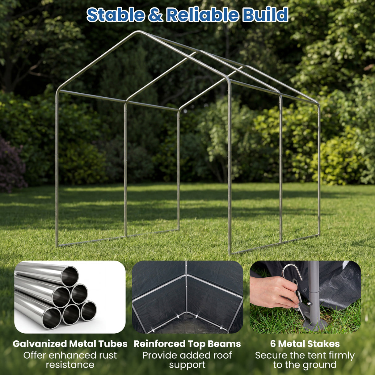 Heavy-Duty Portable Storage Shed with Roll-up Zipper Door