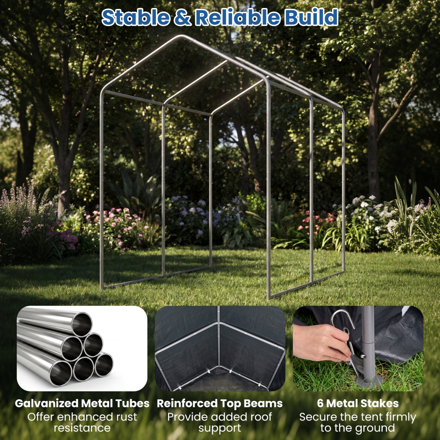 Heavy-Duty Portable Storage Shed with Roll-up Zipper Door