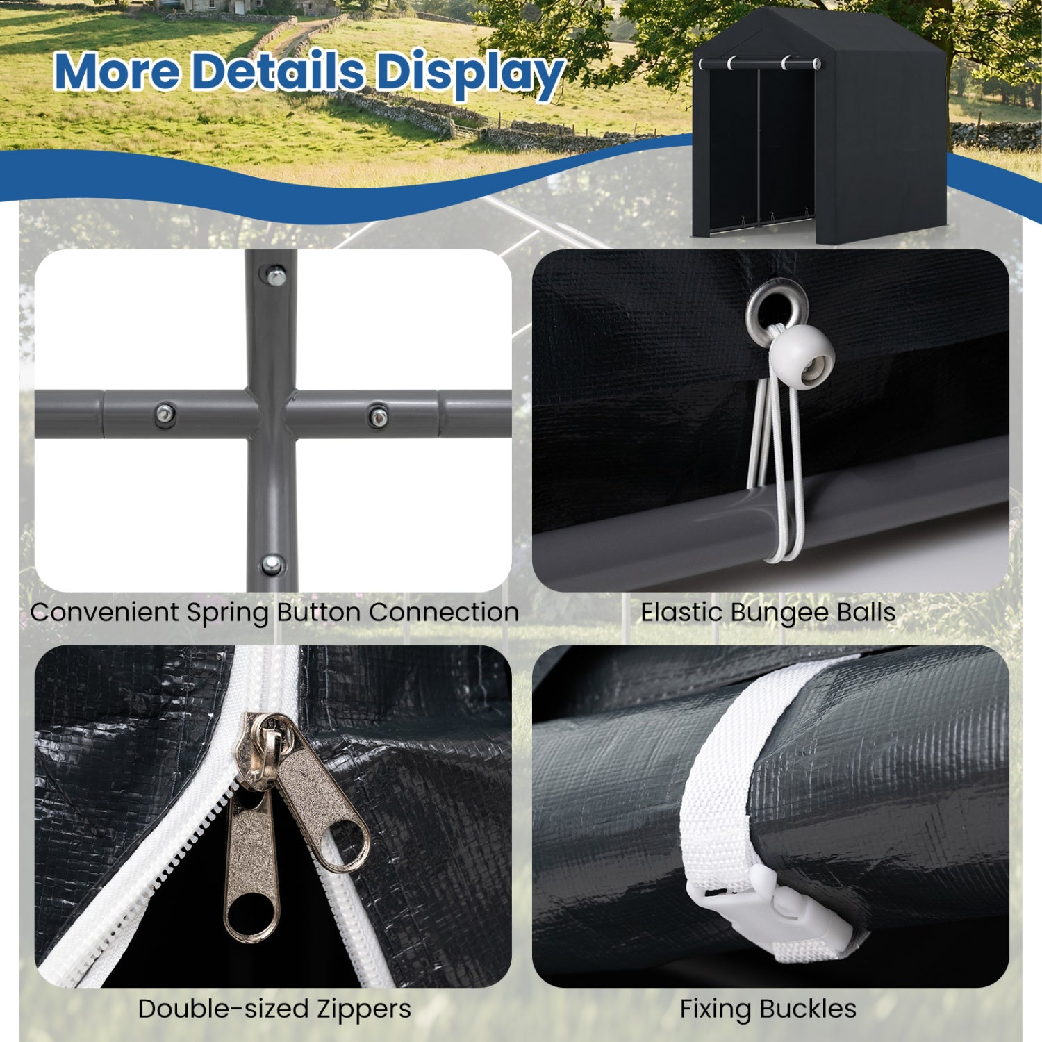 Heavy-Duty Portable Storage Shed with Roll-up Zipper Door