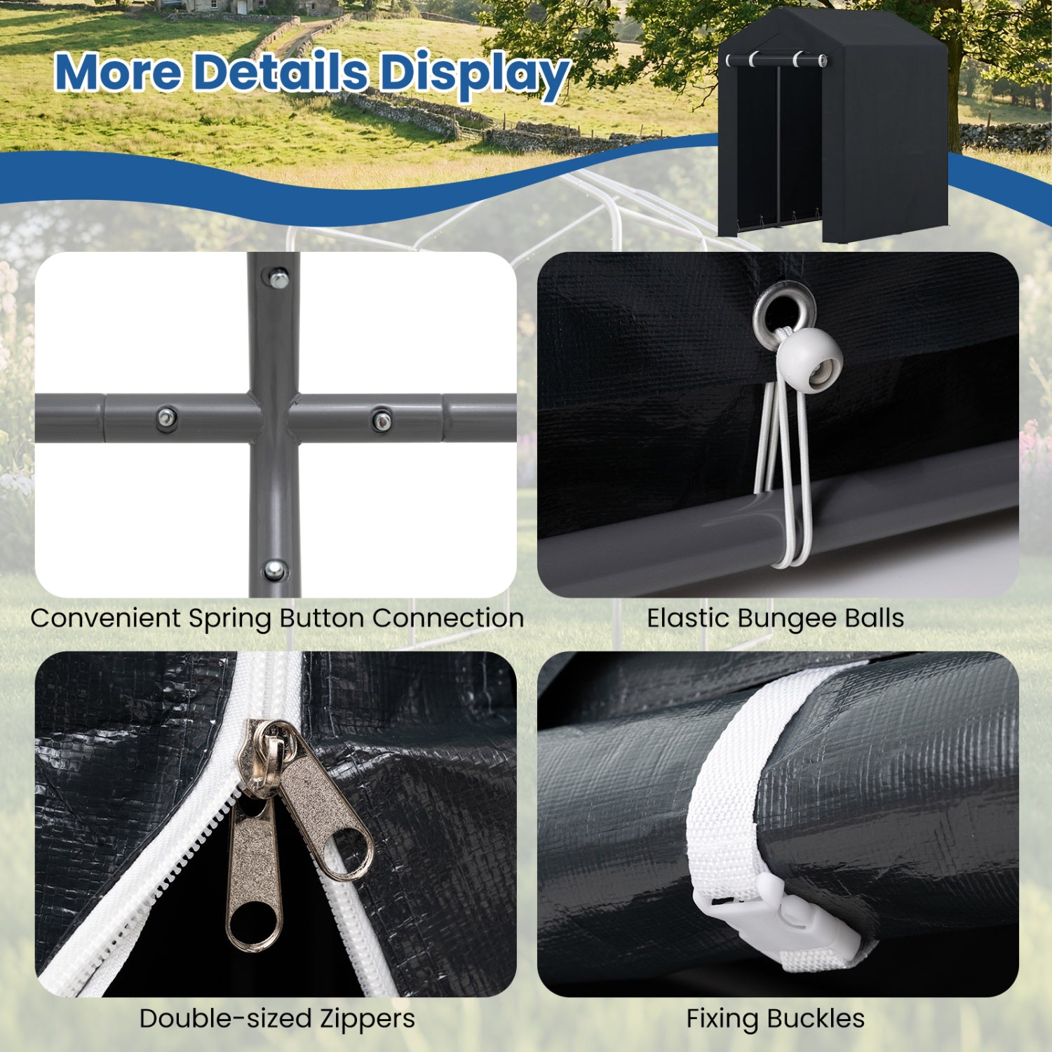Heavy-Duty Portable Storage Shed with Roll-up Zipper Door