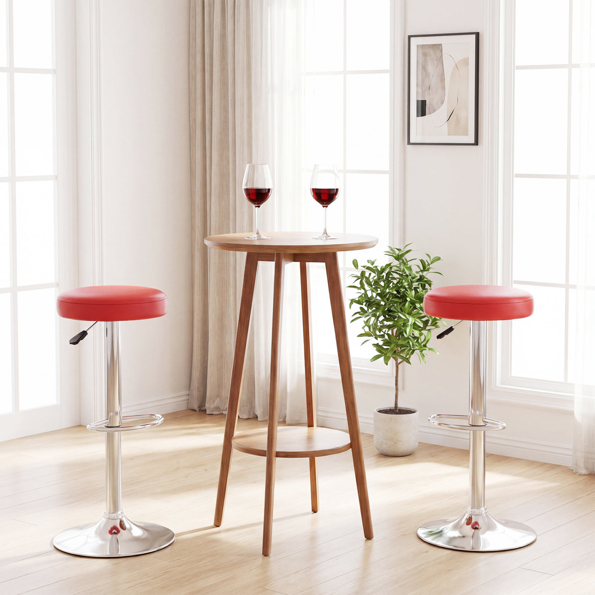 Height-adjustable Bar Stool with 360° Swivel for Kitchen & Dining