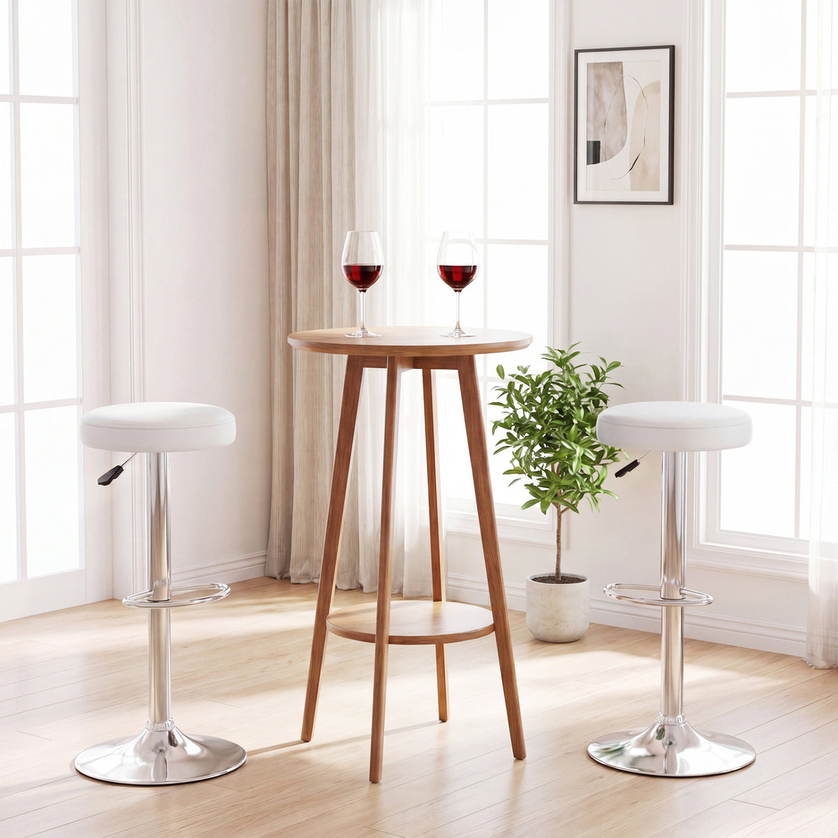 Height-adjustable Bar Stool with 360° Swivel for Kitchen & Dining