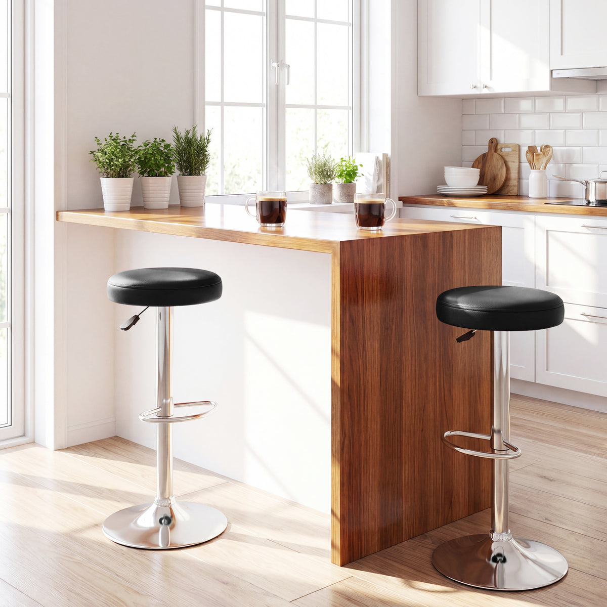 Height-adjustable Bar Stool with 360° Swivel for Kitchen & Dining