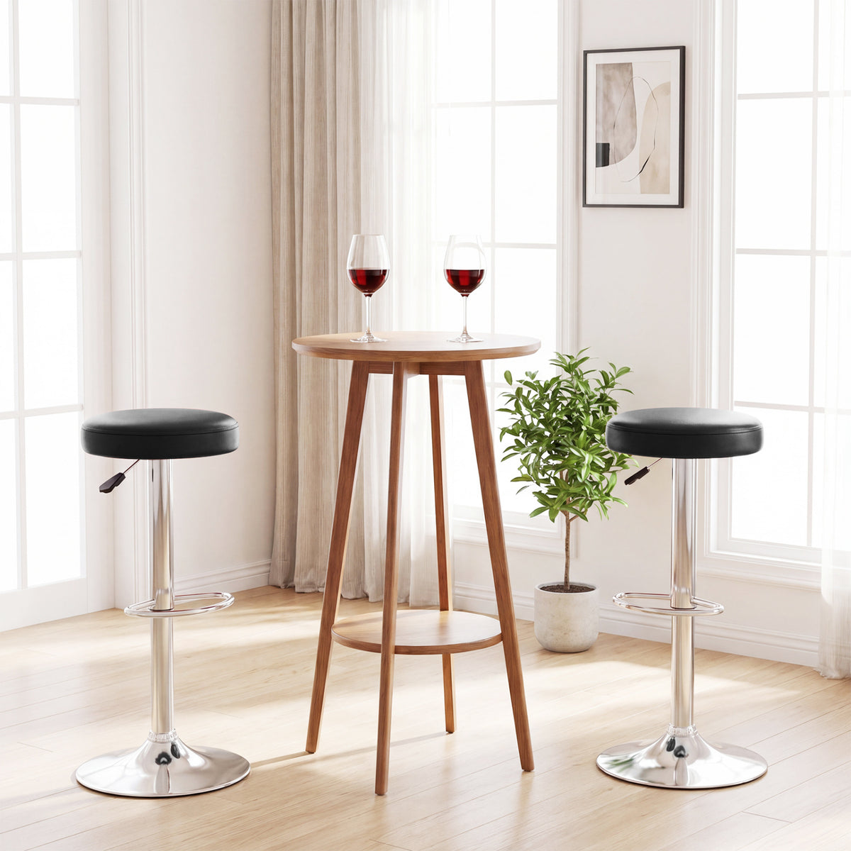 Height-adjustable Bar Stool with 360° Swivel for Kitchen & Dining