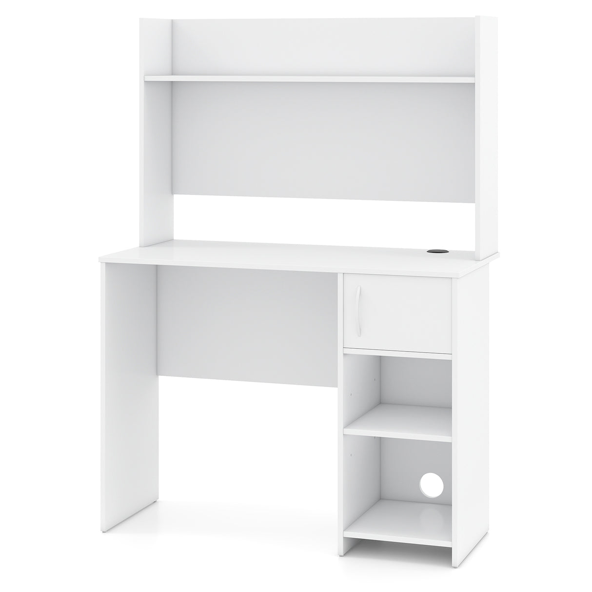 Home Office Desk with Raised Display Shelf and 2 Open Shelves
