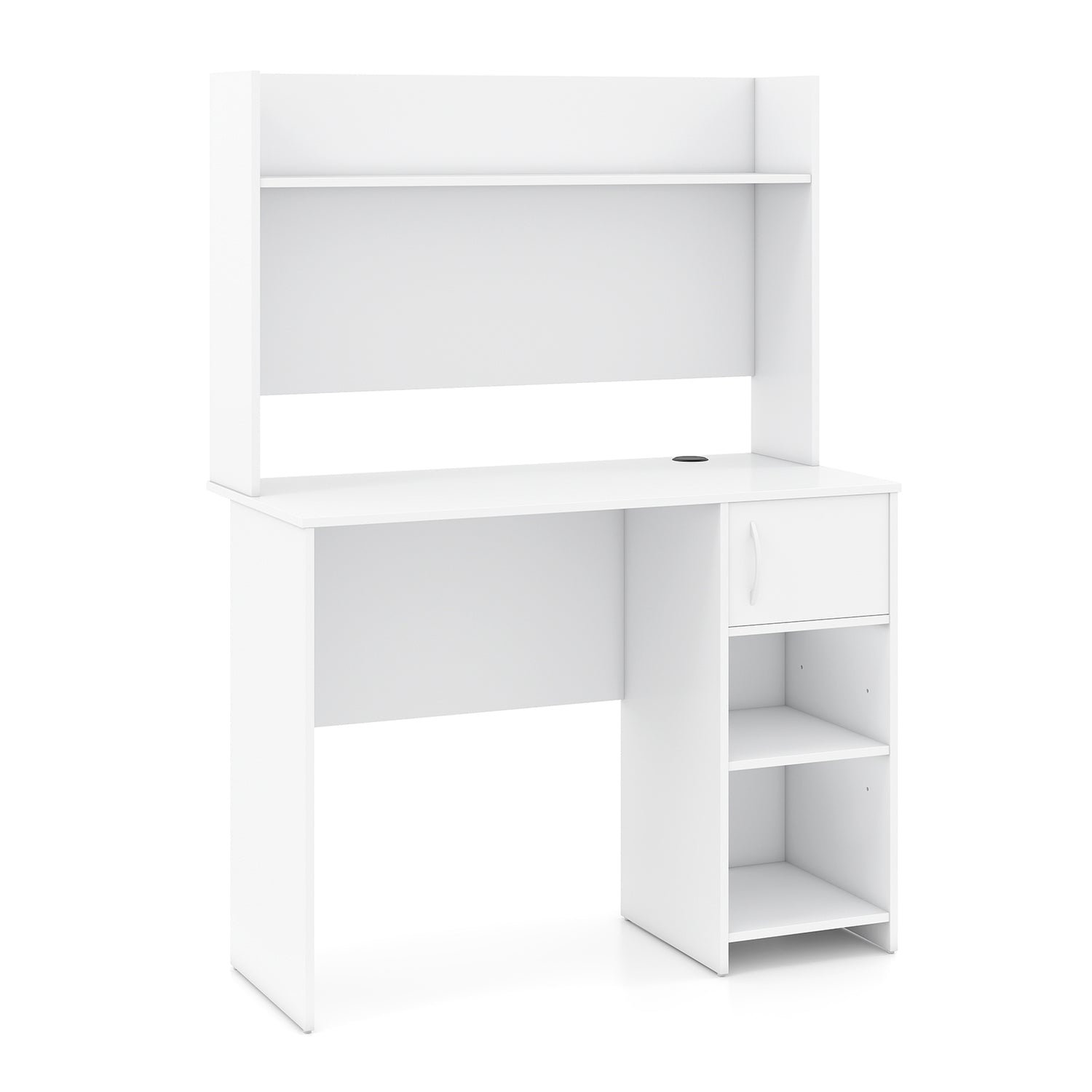 Home Office Desk with Raised Display Shelf and 2 Open Shelves