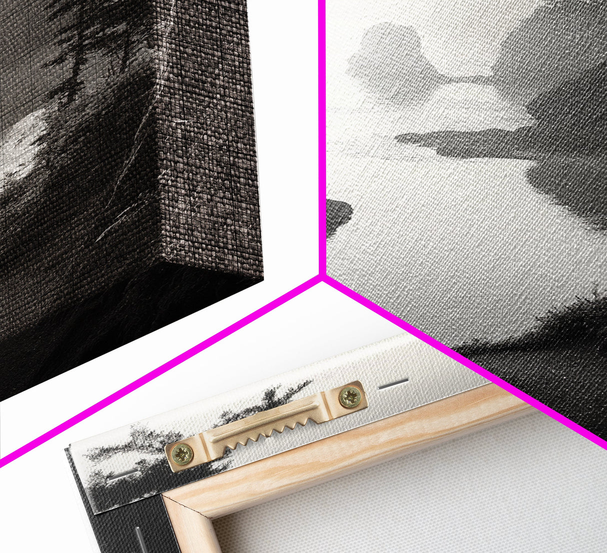 Forest Cliffs, Ocean Pathway, Misty Coast, Woodland Escape, Framed Canvas Print, Cabin Wall Art, Nature Trail Aesthetic, Autumn Mood Art