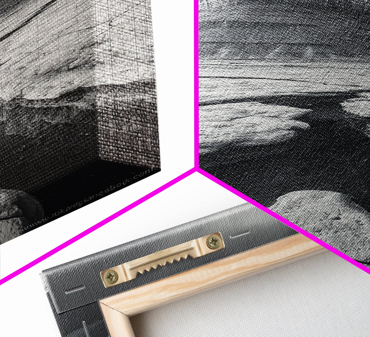 Monument Valley Cliff, Desert Rockscape, Framed Canvas Print, Western Wall Art, Office Decor, Black and White Photography