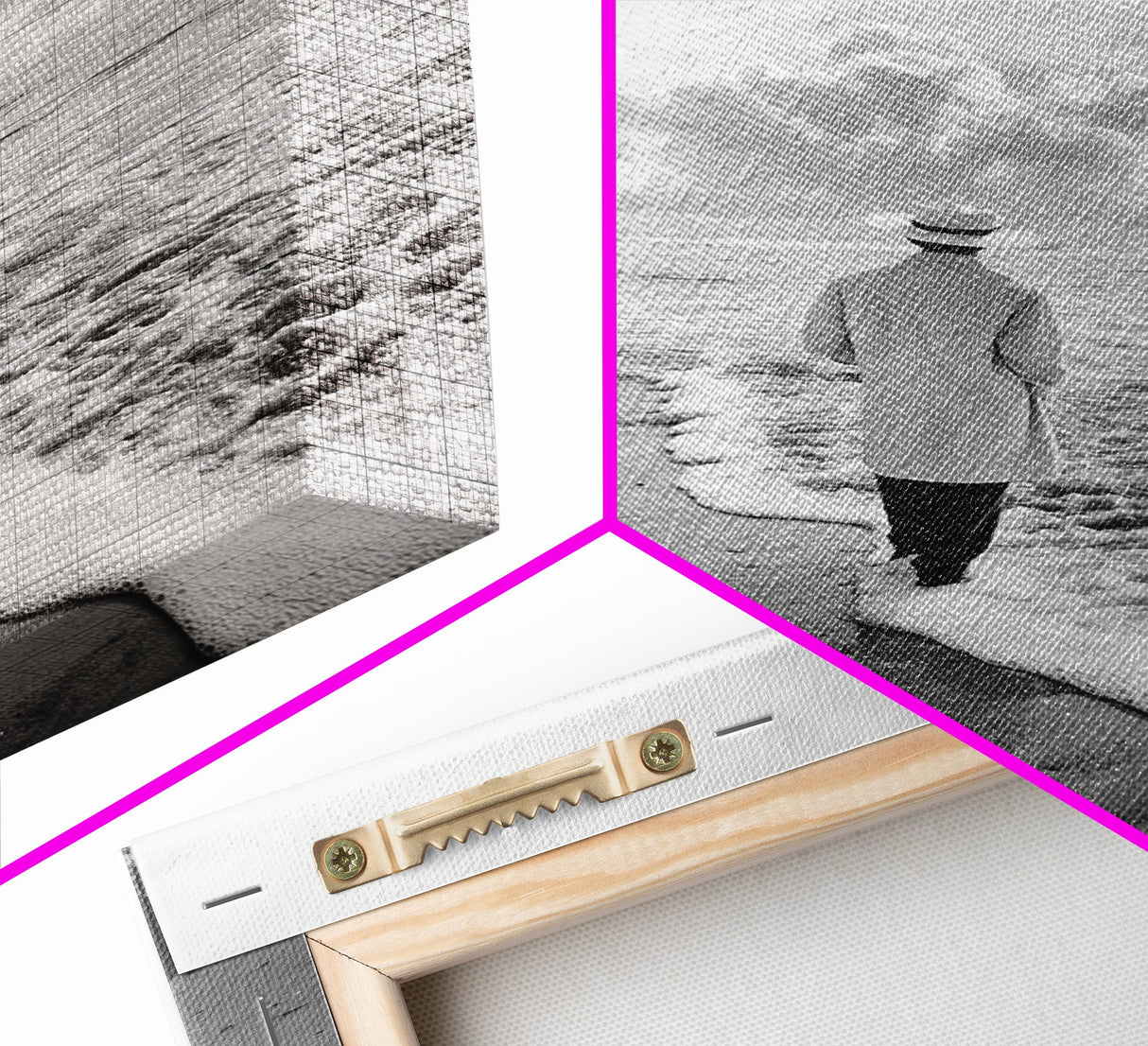 Man On Shore, Thoughtful Walk, Ocean Wanderer, Framed Canvas Print, Minimalist Fall Art, Bedroom Decor, Moody Coastal Scene