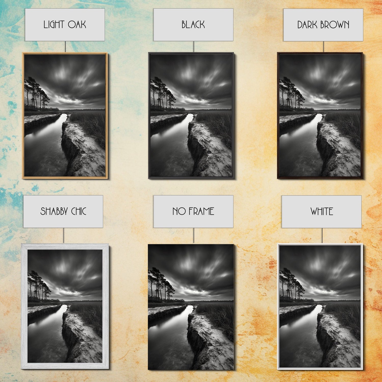 Misty Marsh Path, Moody Landscape, Nature Wall Decor, Living Room Art, Canvas Print, Black and White Photography, Autumn Wall Art