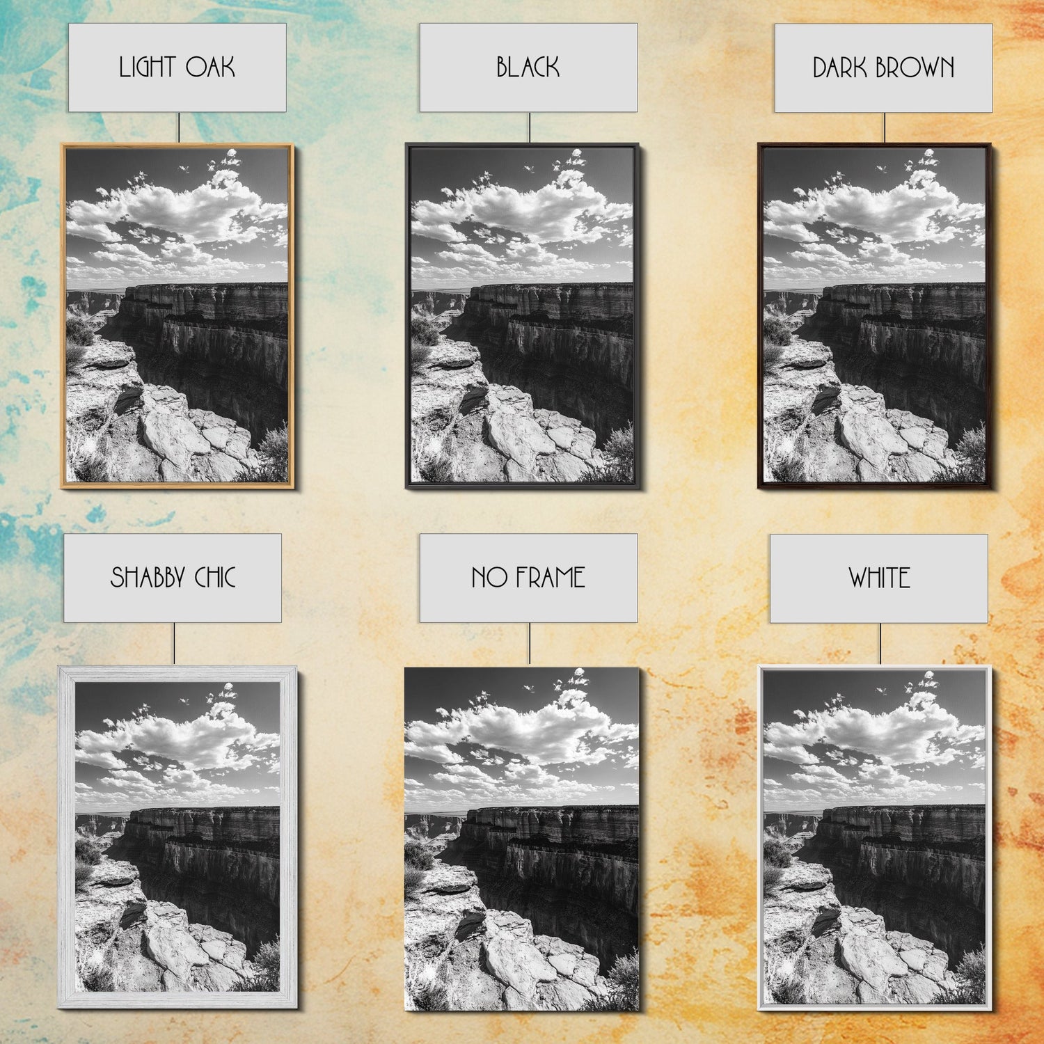 Grand Canyon, Desert, Clouds, Depth - Epic canyon view, Canvas Print, adventurous living room centerpiece, nature-inspired wall art