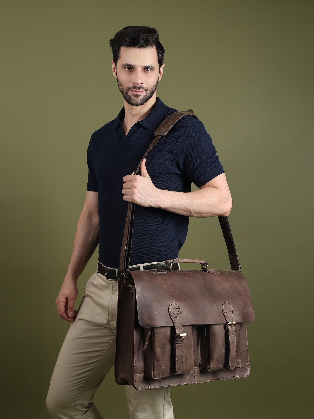 Buffalo Leather Messenger Bag