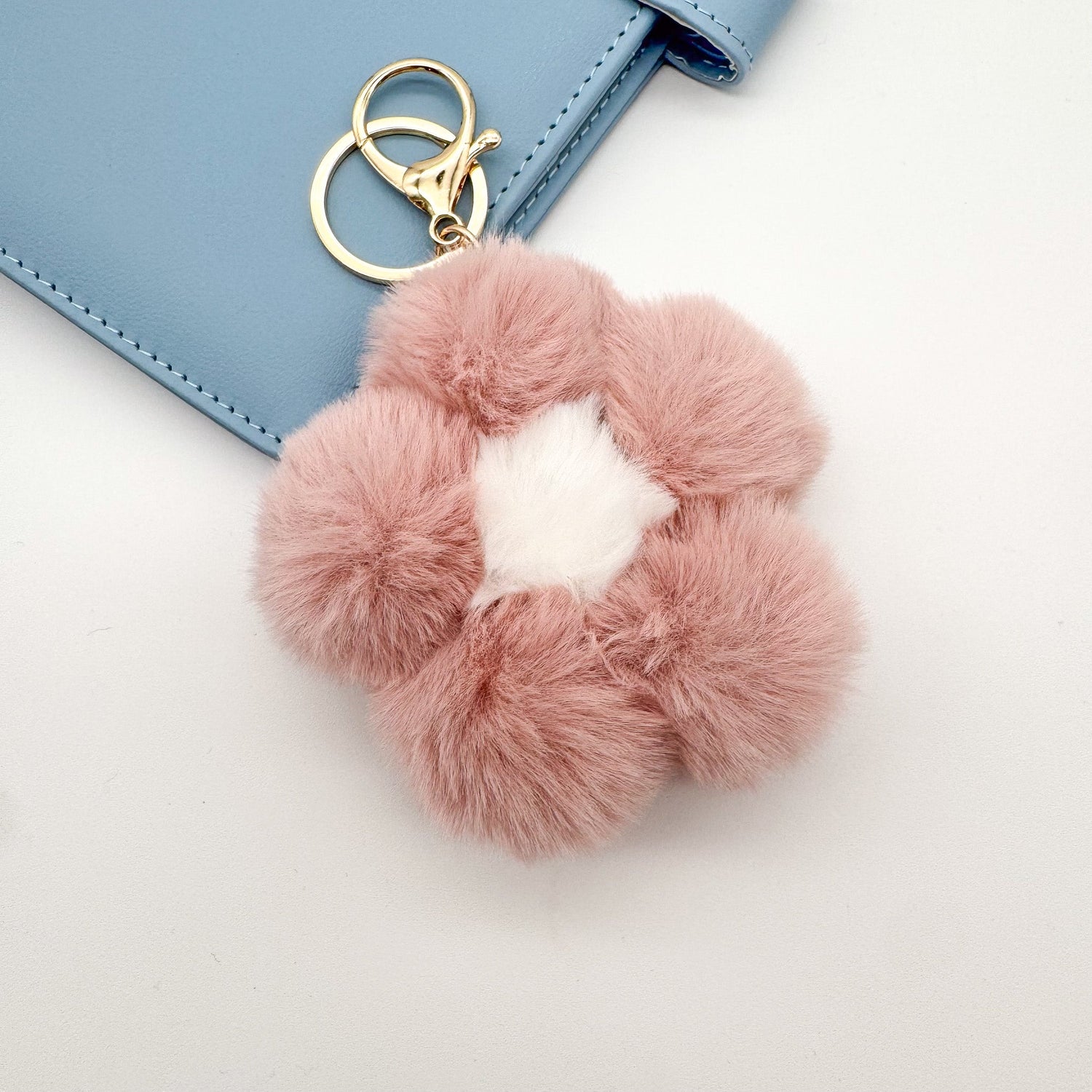 Flower Pom Pom Keychain