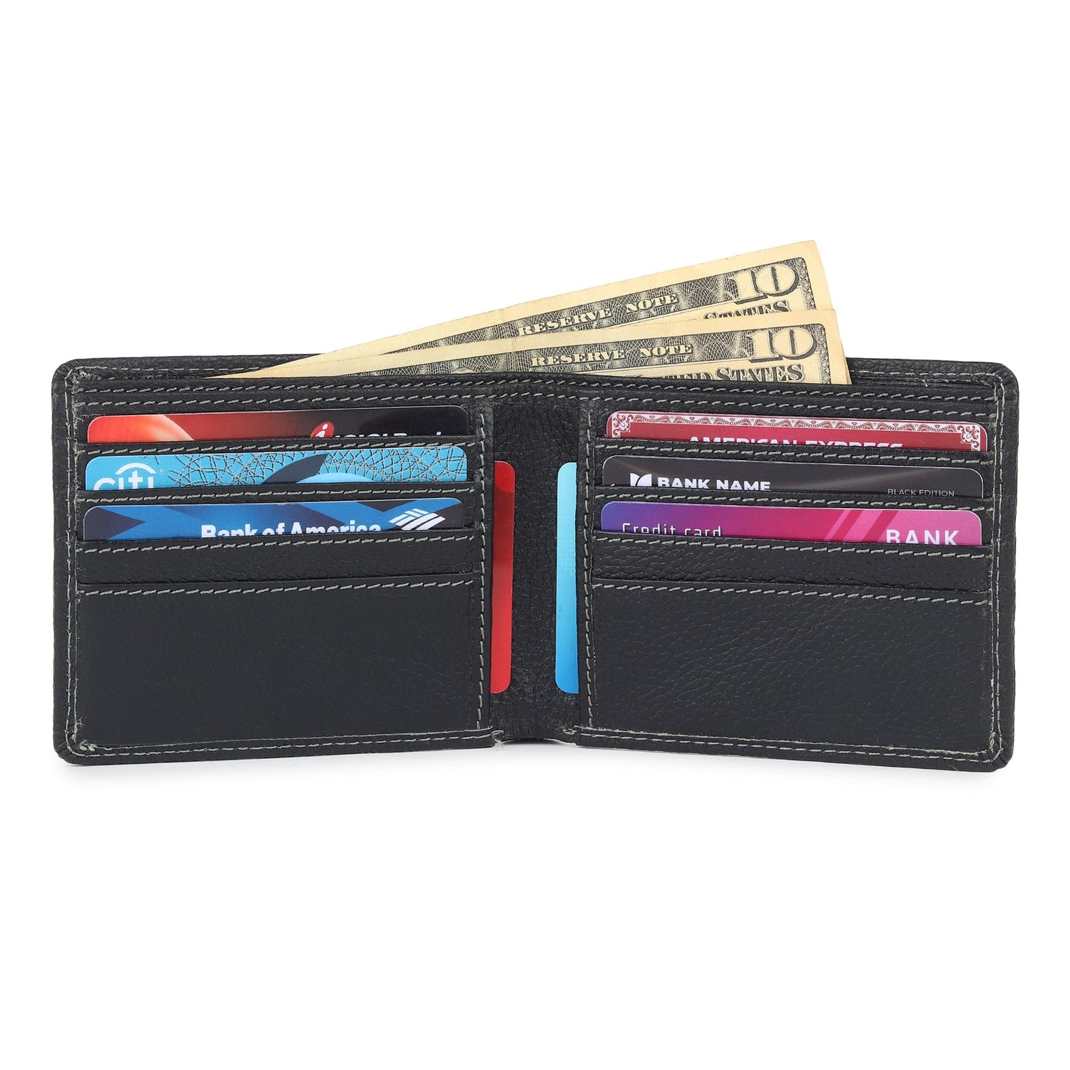 Black Textured Leather Mens Wallet