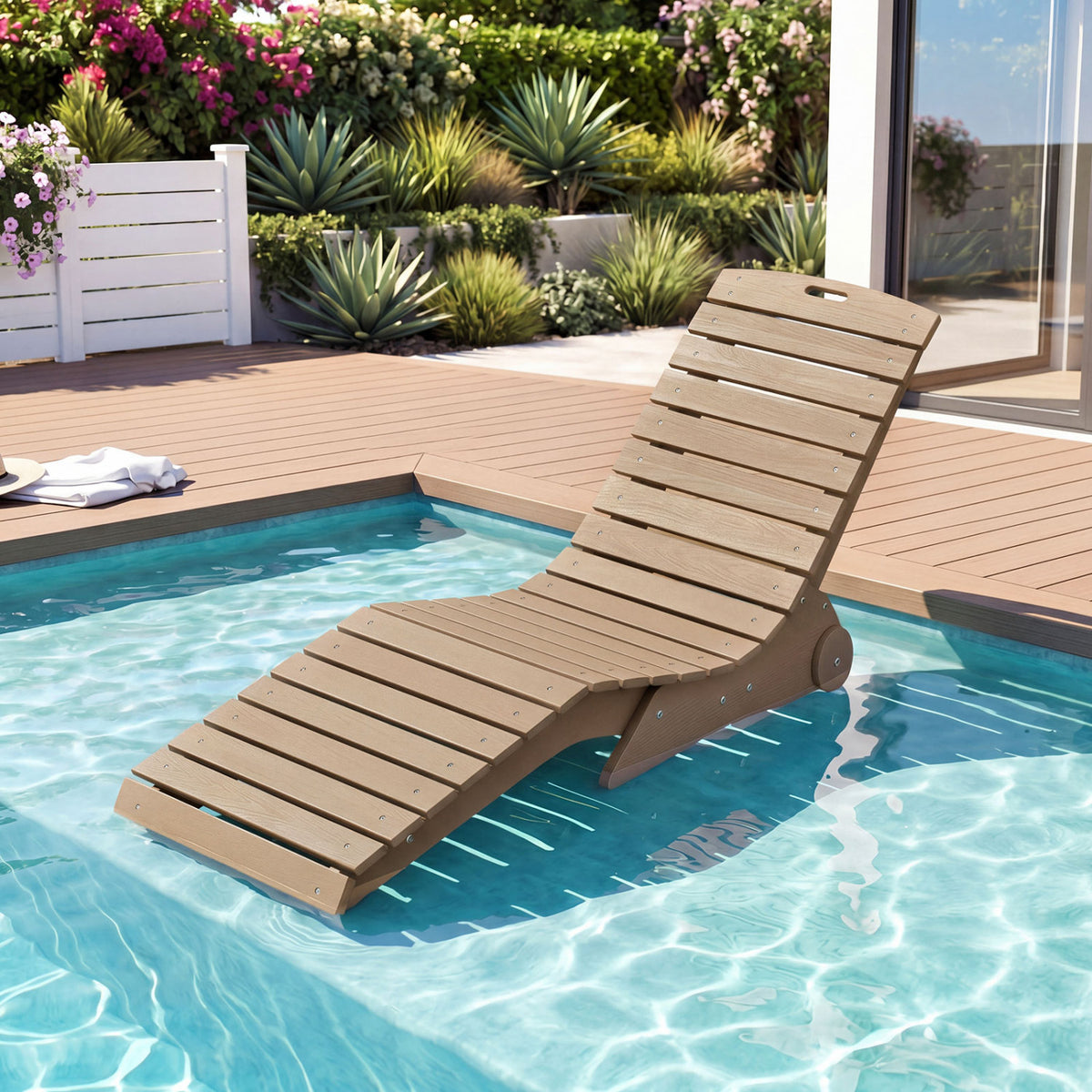 In-Pool Lounge Chair with Weighted Anti-Floating Design 450 LBS for Baja Shelf