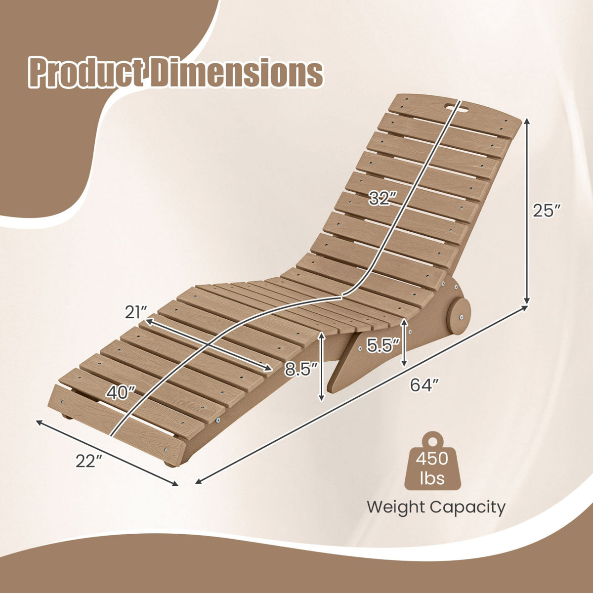 In-Pool Lounge Chair with Weighted Anti-Floating Design 450 LBS for Baja Shelf