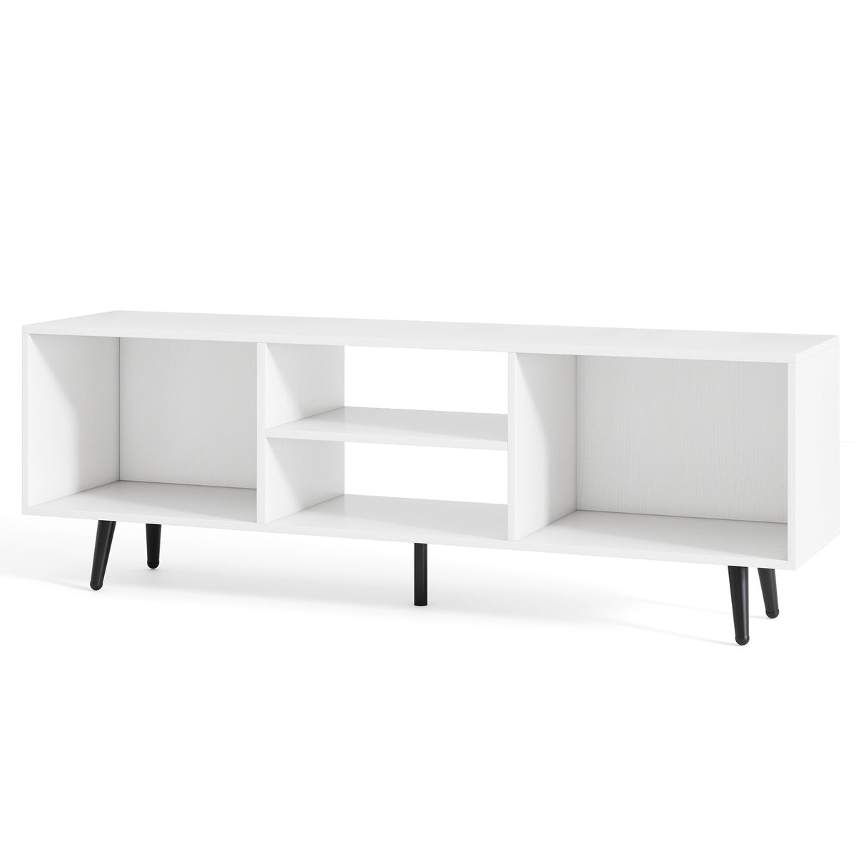 TV Stand for 55-Inch TV with Compartments and Metal Legs