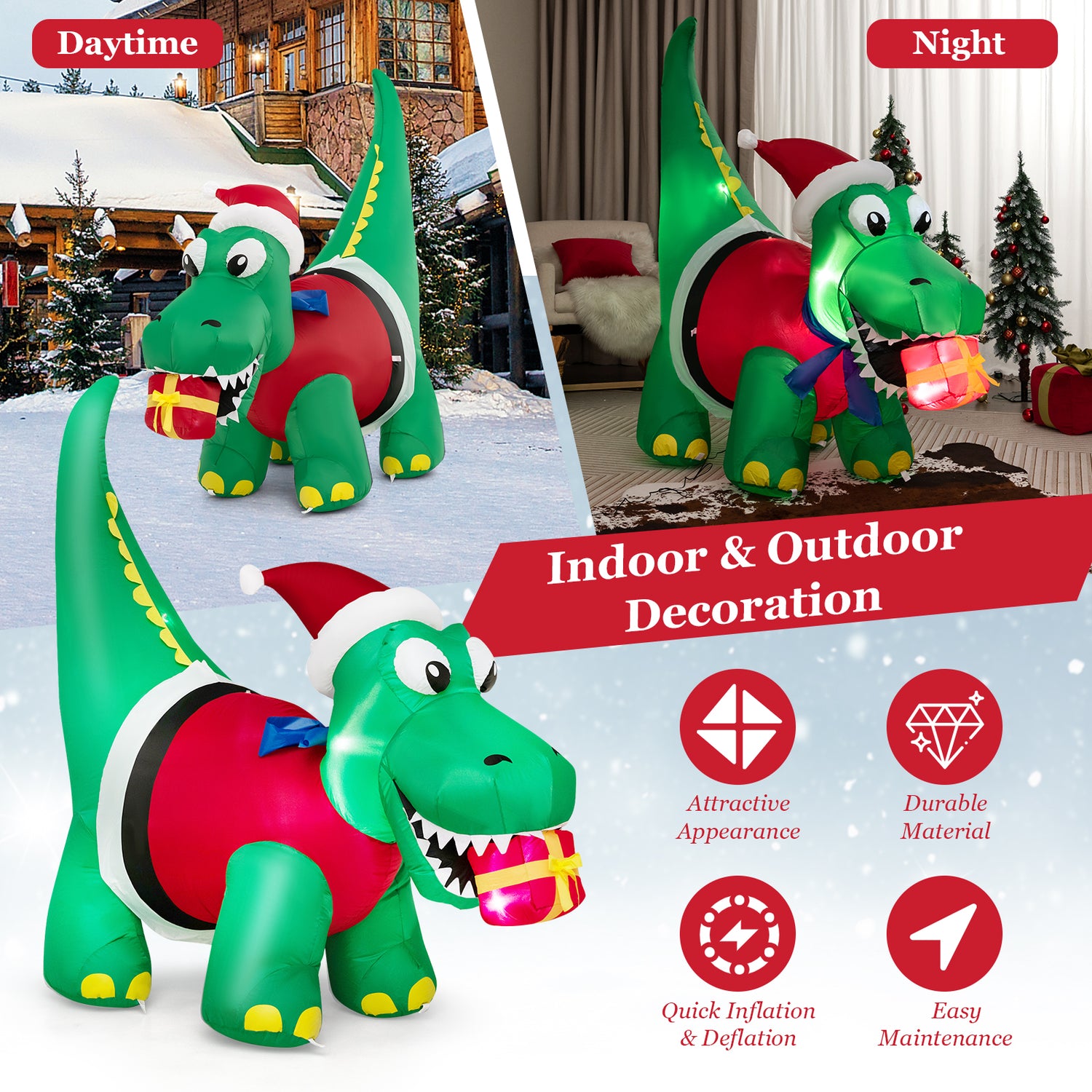 Inflatable Christmas Decoration with LED Lights for Yard