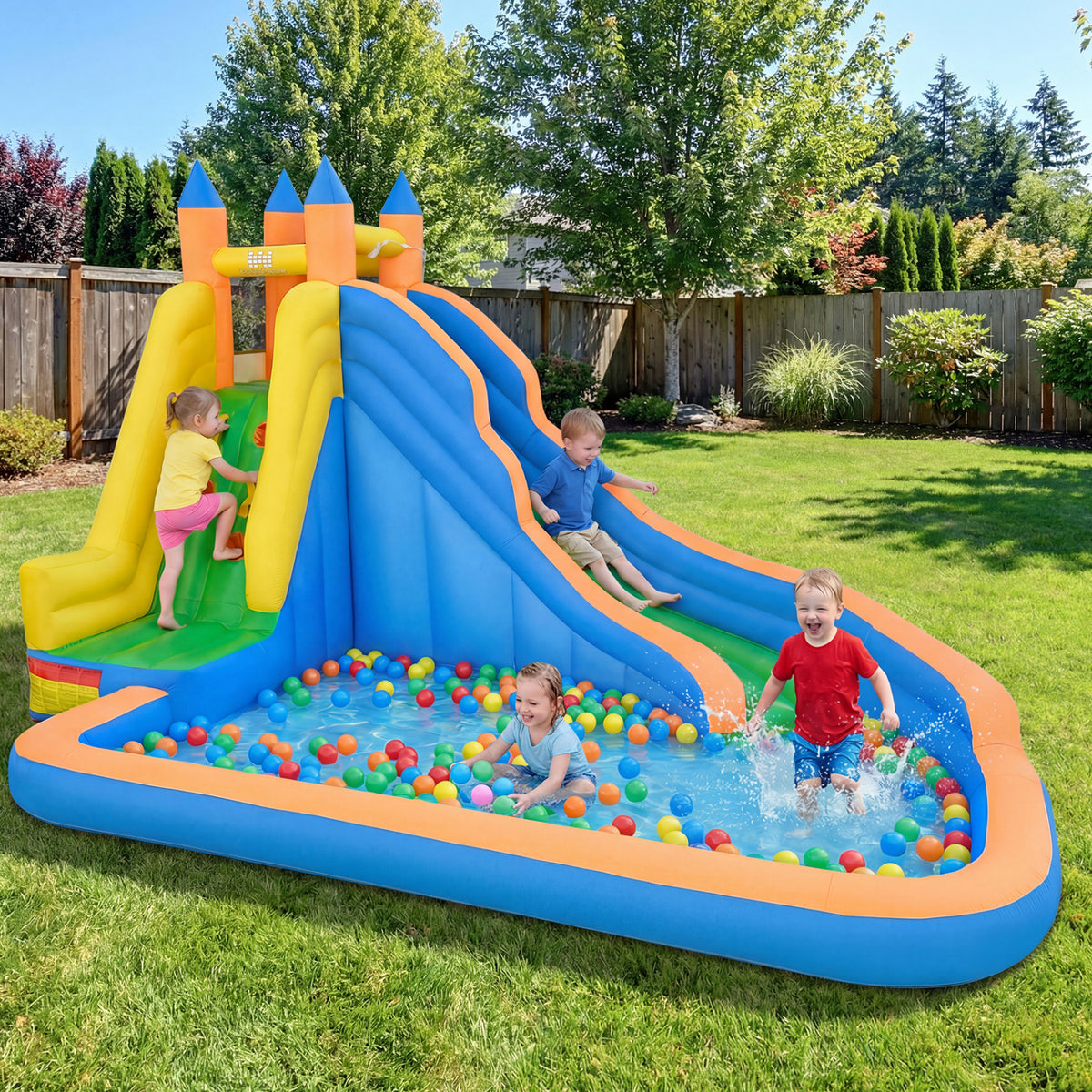 Inflatable Mighty Bounce House Jumper with Water Slide without Blower