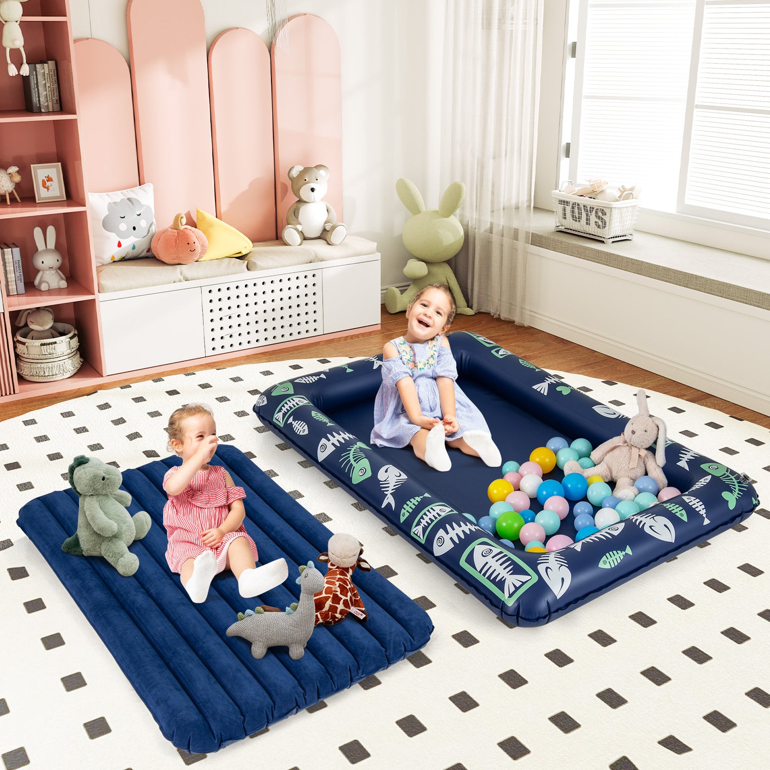 Inflatable Toddler Travel Bed with Electric Pump and Raised Bed Rails