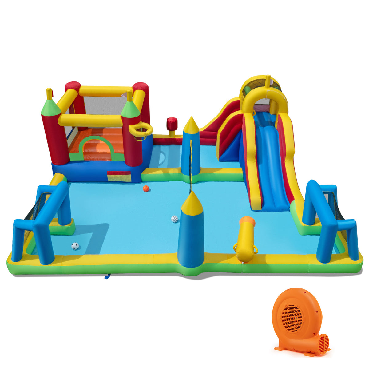 Inflatable Water Slide Bounce House 9-in-1 Jumping Castle with 750W Blower