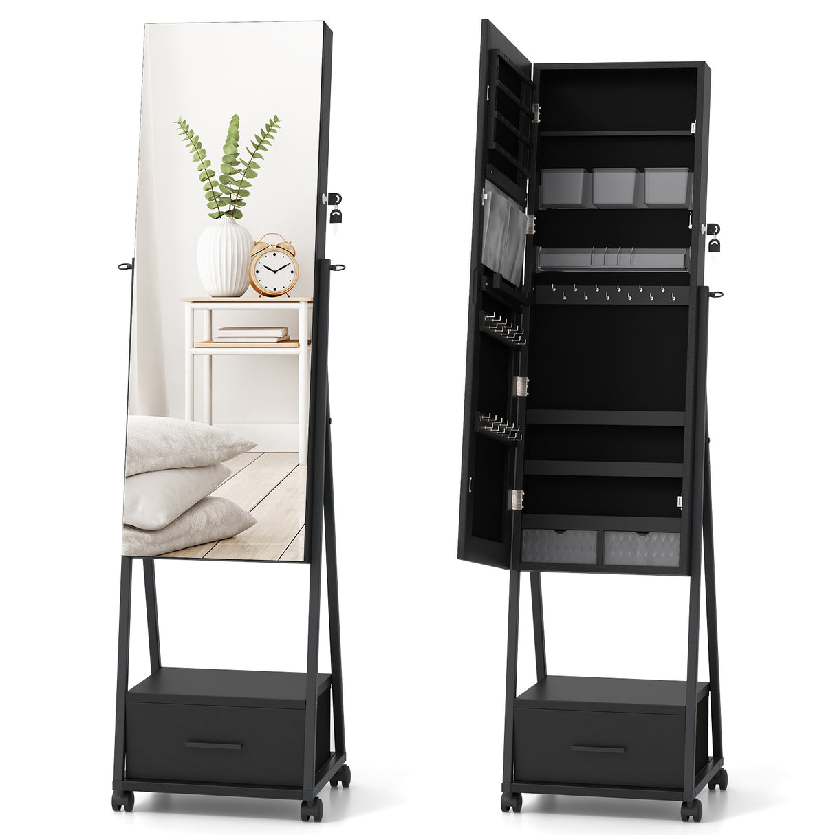 Jewelry Cabinet with Full Length Mirror