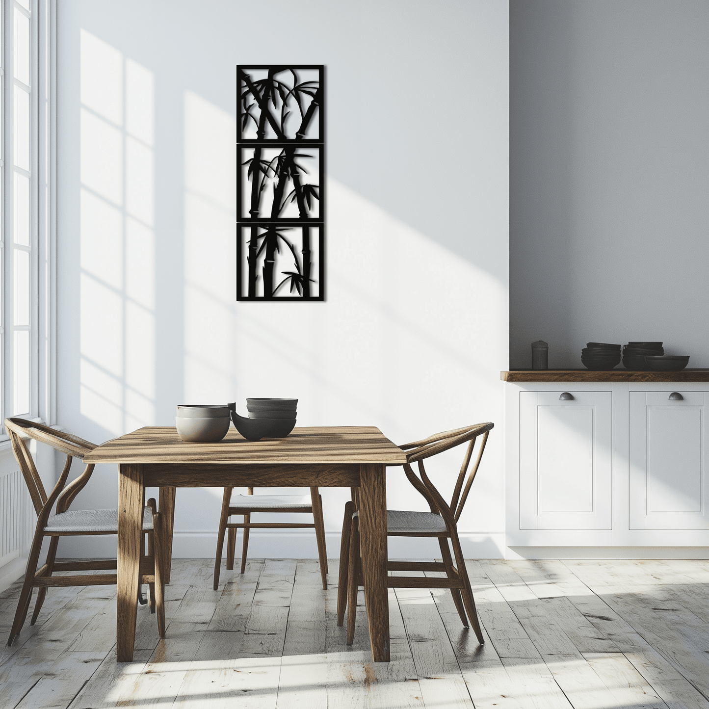 Bamboo Panel Metal Wall Art - Steel Wall Decor for Home and Office - KAF011