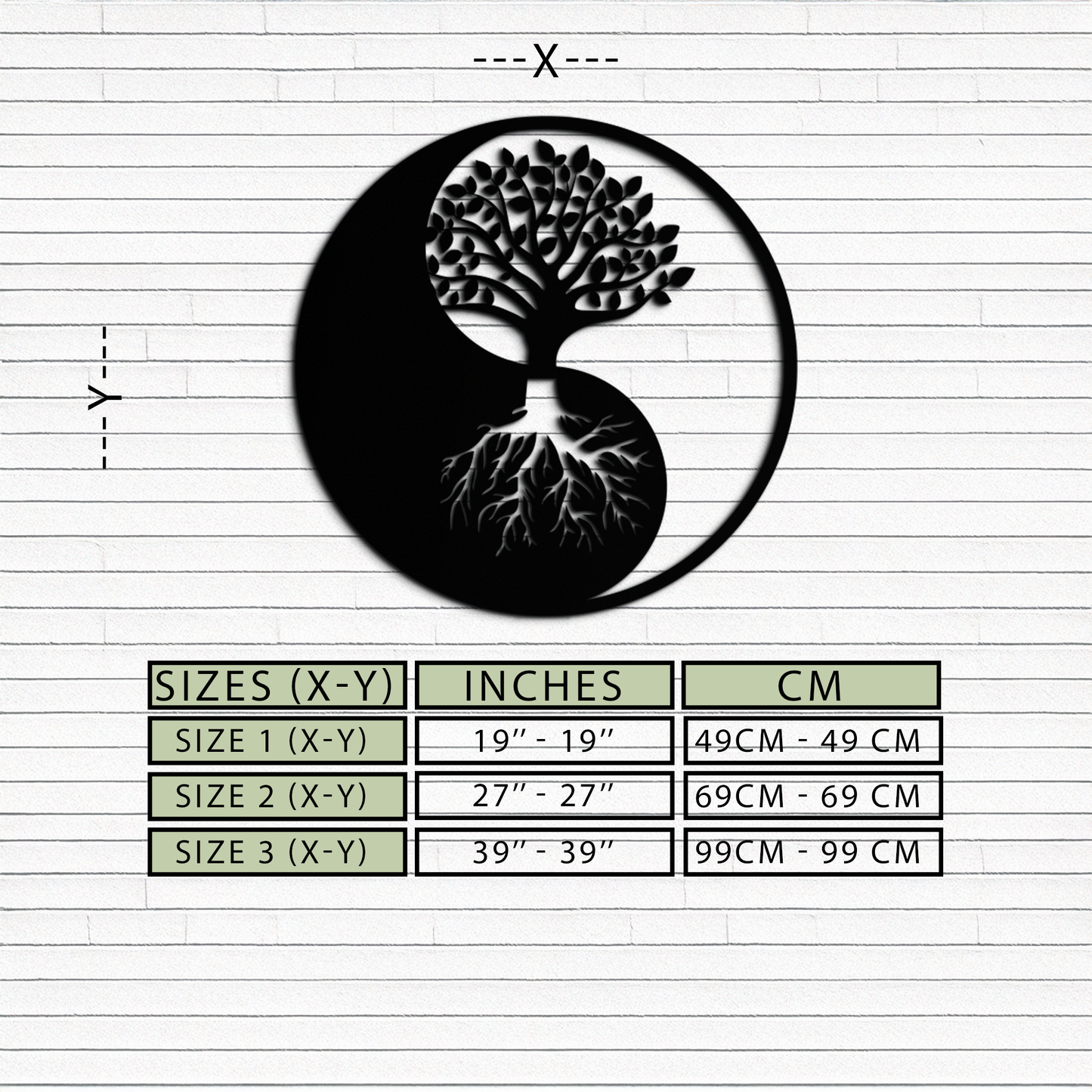 Yin-Yang Tree of Life Metal Wall Art - Harmonious Nature-Inspired Decor - KAF147