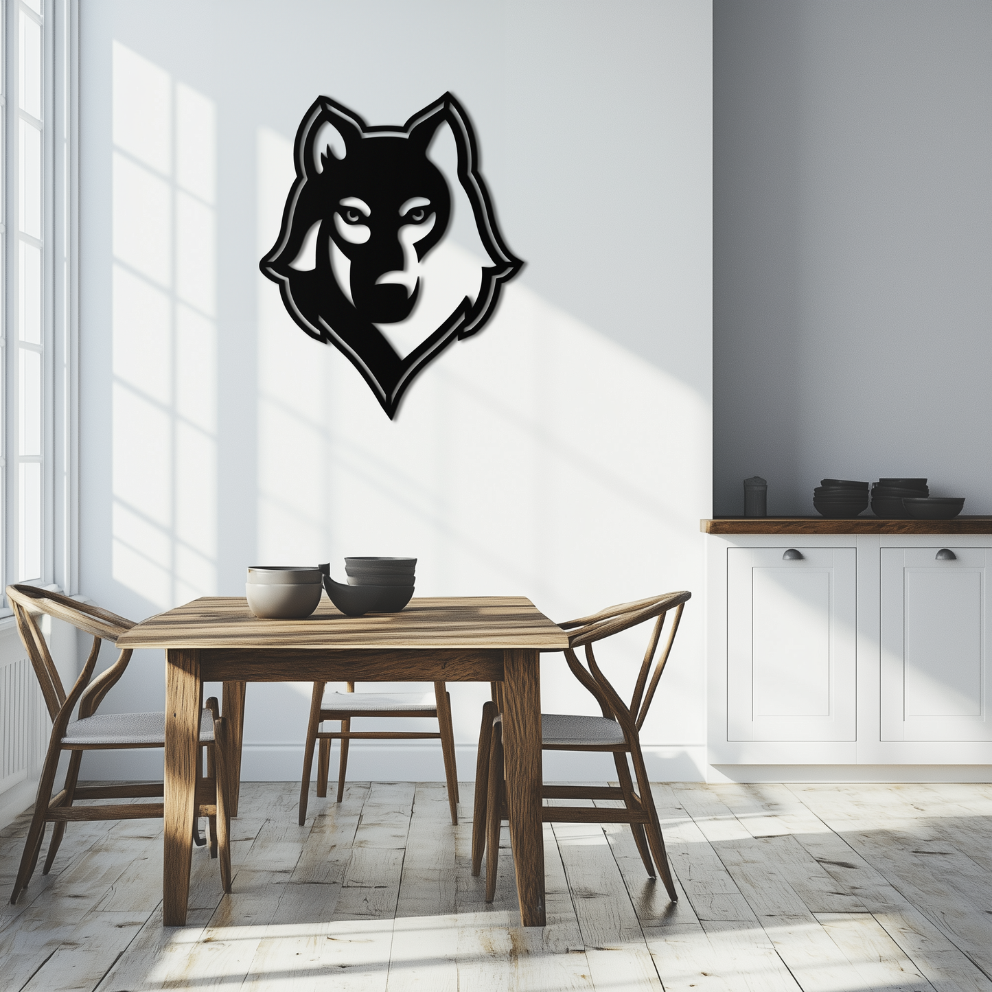 Wolf Metal Wall Art - Geometric Wolf Head Wall Decor- KAF178