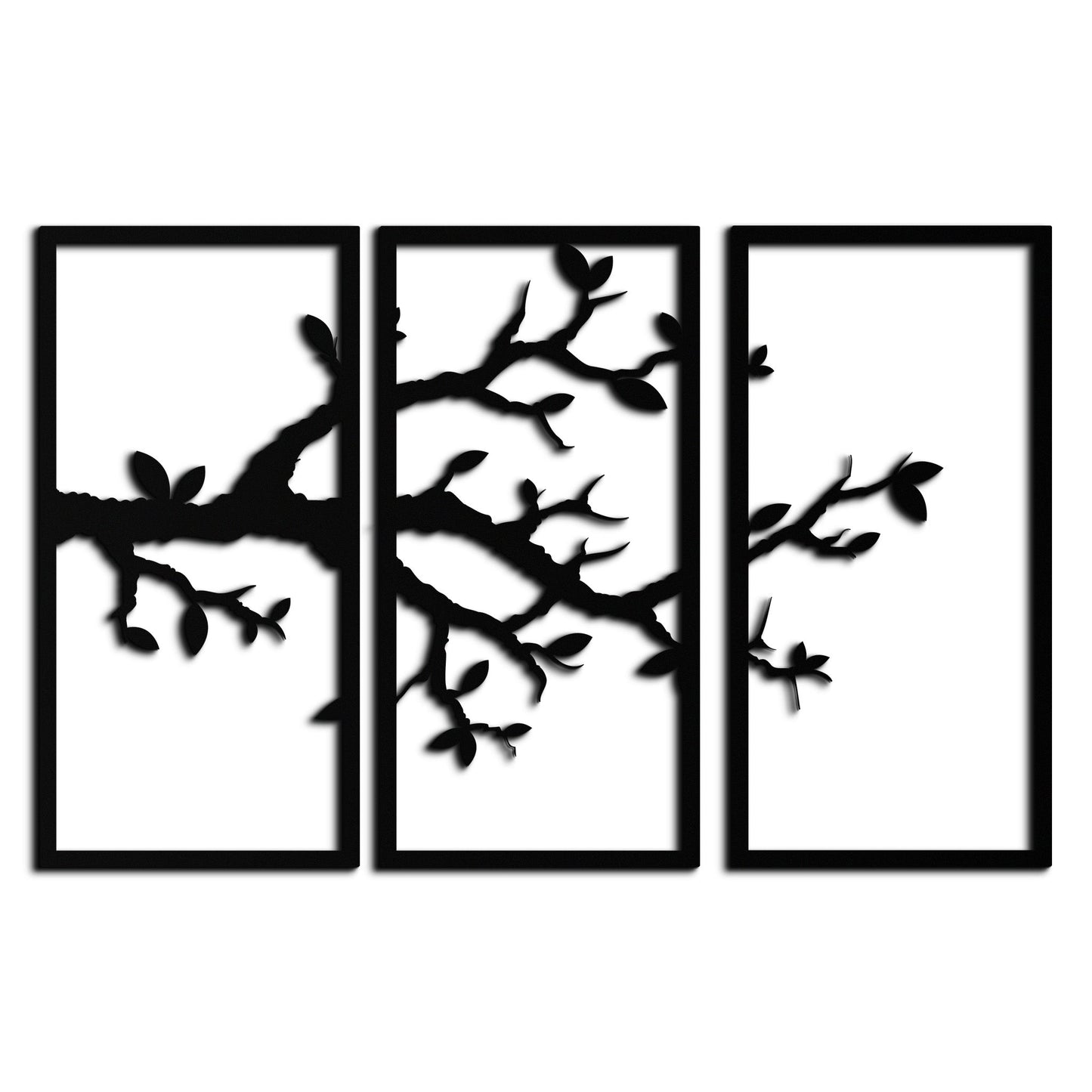 Branch Metal Wall Art – 3-Panel Minimalist Tree Design - KAF218