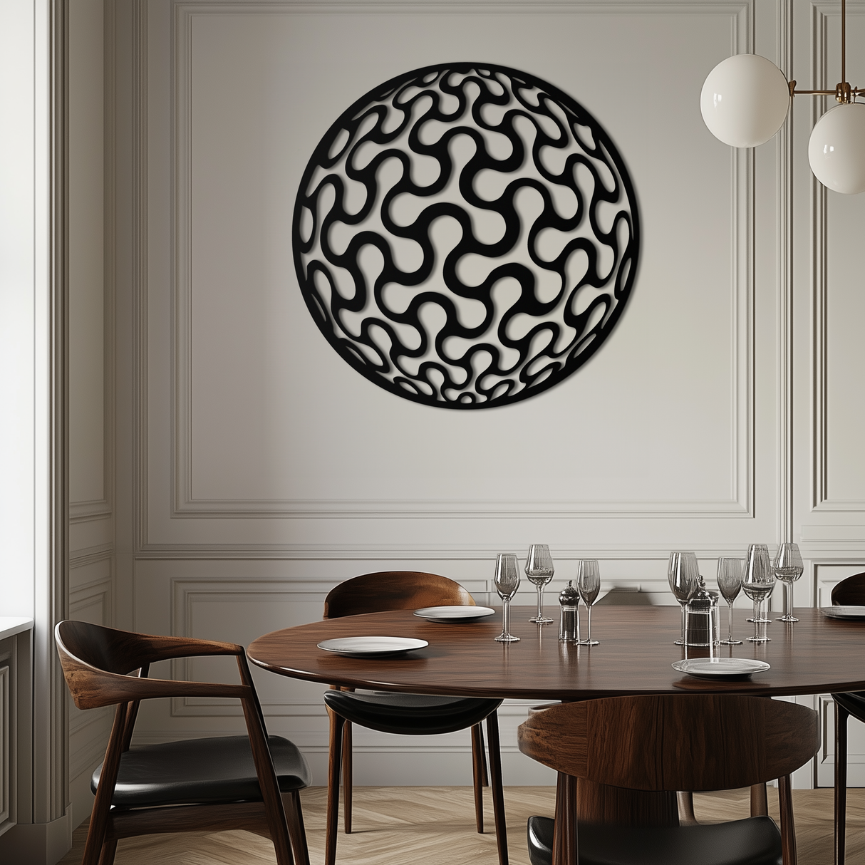 Abstract Sphere Pattern Metal Wall Art – Modern Round Geometric Decor for Home or Office - KAF585