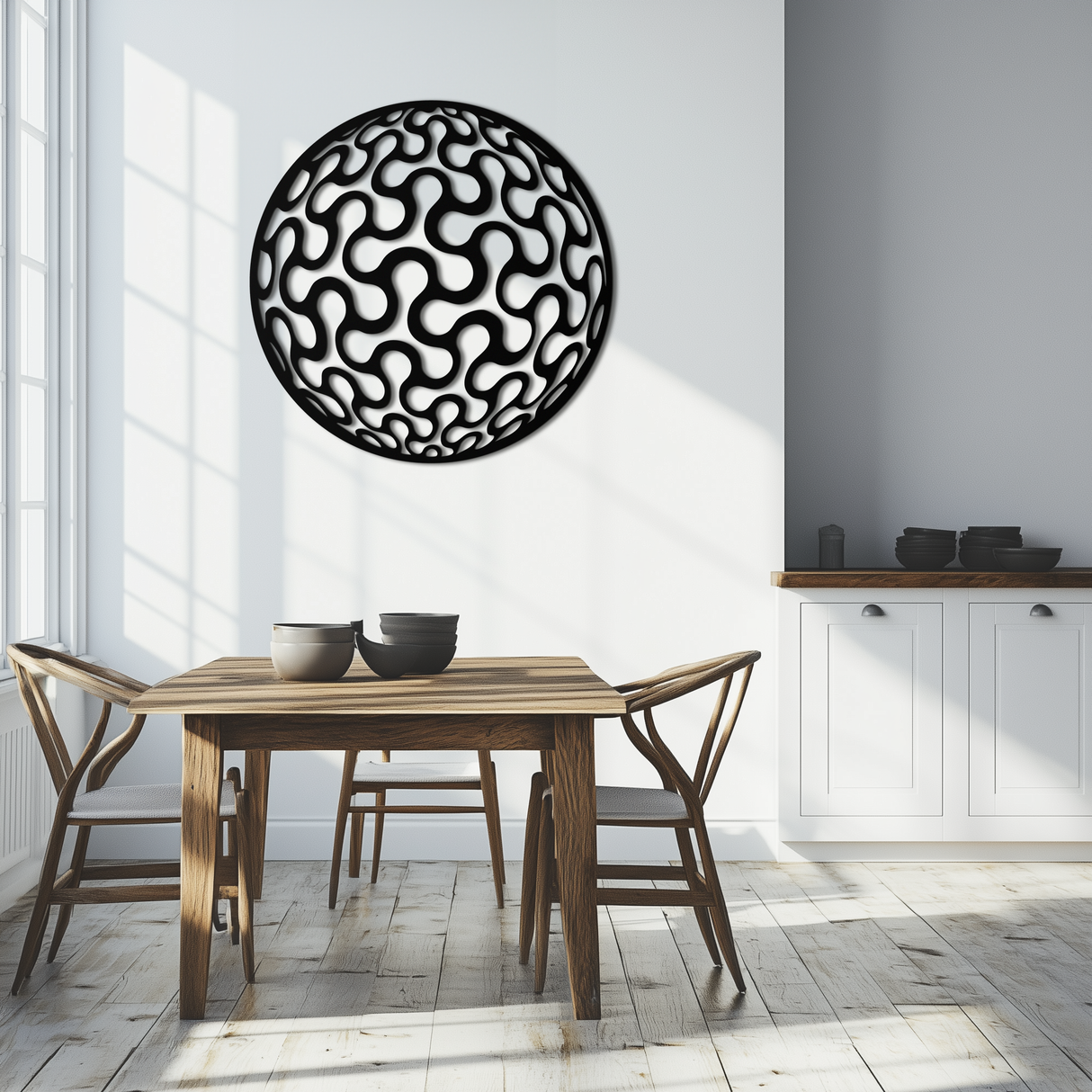 Abstract Sphere Pattern Metal Wall Art – Modern Round Geometric Decor for Home or Office - KAF585