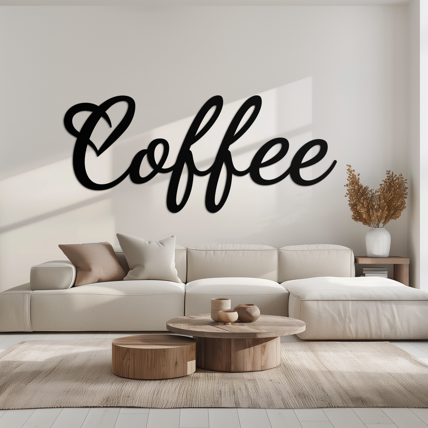 Coffee Script Metal Wall Art – Heart Shaped Lettering Coffee Sign for Kitchen Decor- KAF600