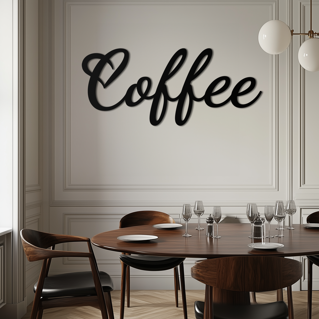 Coffee Script Metal Wall Art – Heart Shaped Lettering Coffee Sign for Kitchen Decor- KAF600