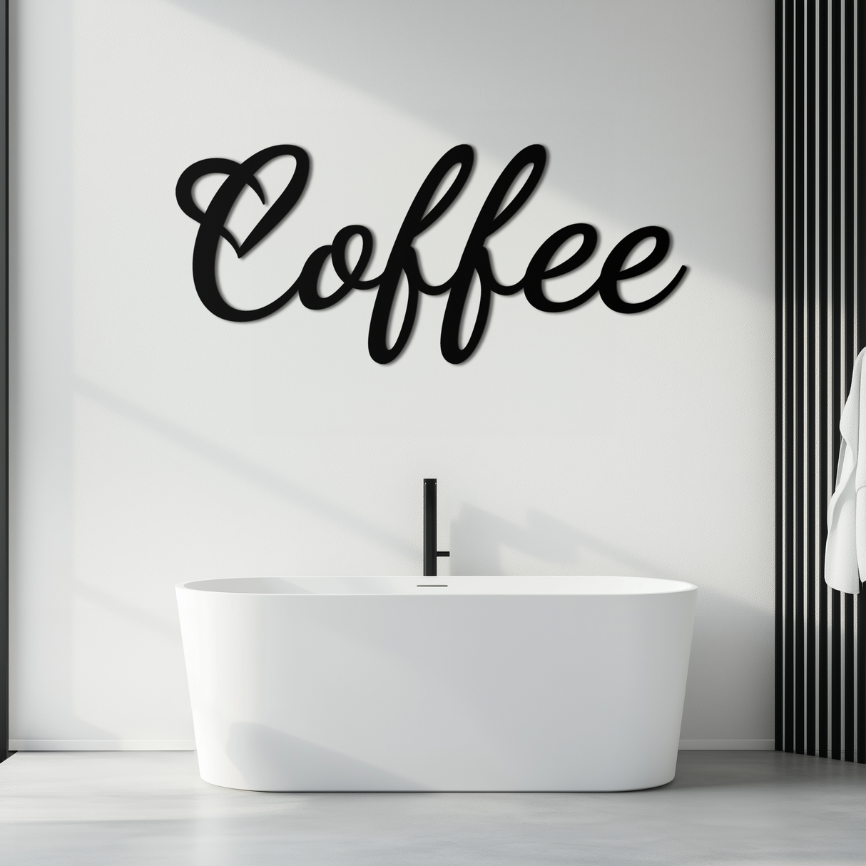 Coffee Script Metal Wall Art – Heart Shaped Lettering Coffee Sign for Kitchen Decor- KAF600