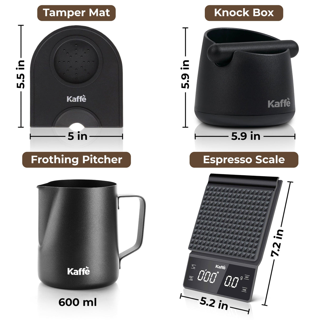 Espresso Starter Kit (Knock Box, Coffee Scale, Tamper Mat, Milk Pitcher), KF1190
