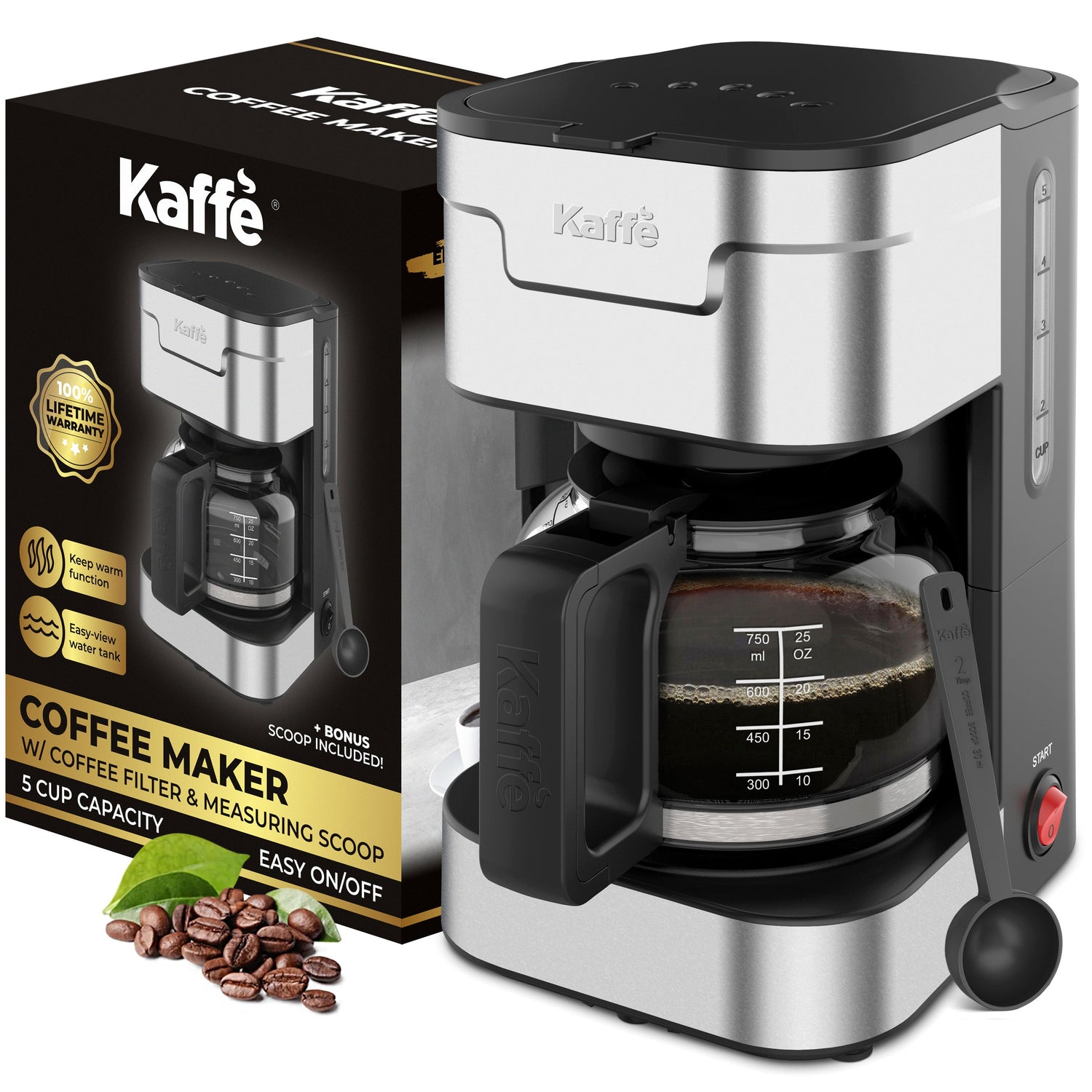 Coffee Maker (5-Cup) w/ Scoop, KFCM02