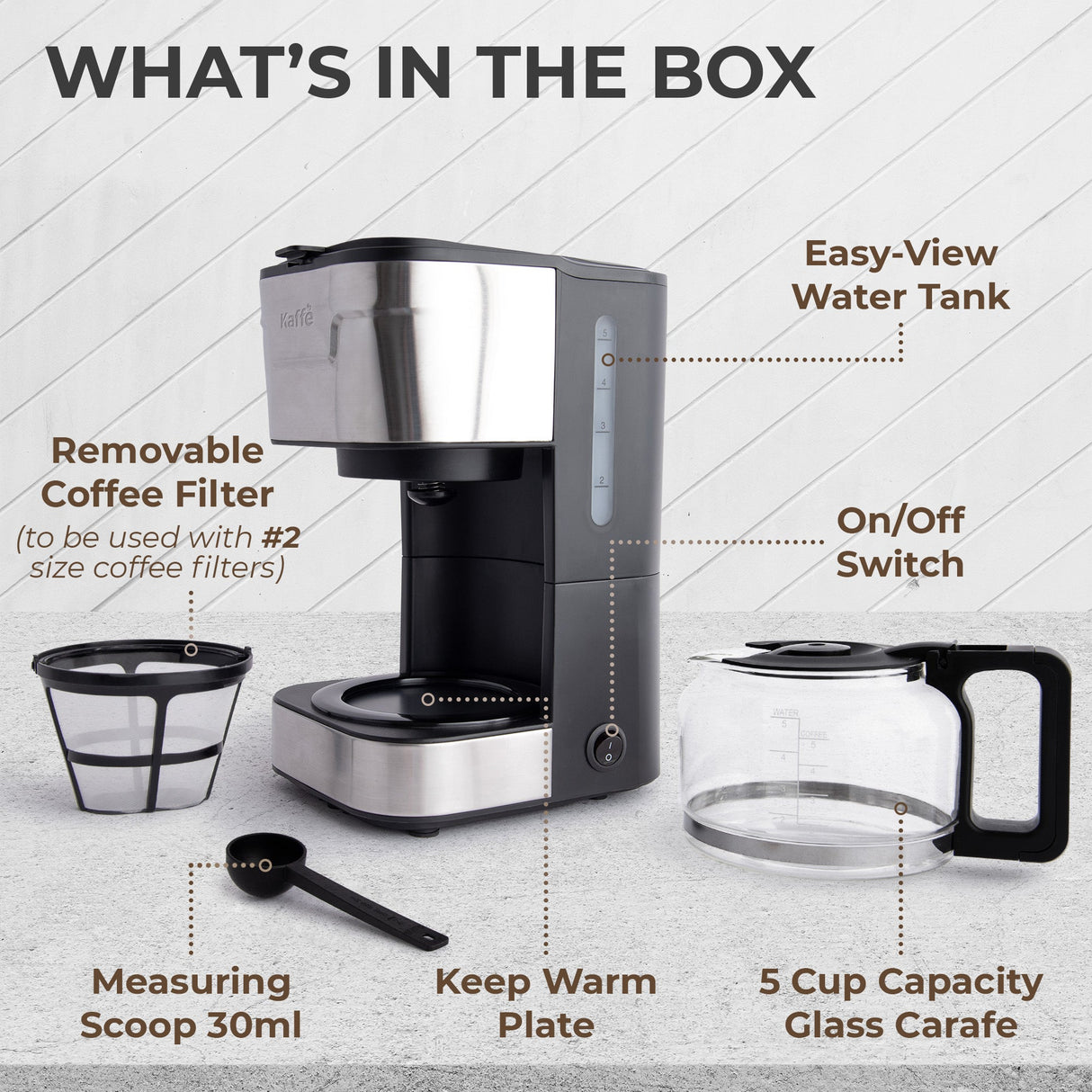 Coffee Maker (5-Cup) w/ Scoop, KFCM02