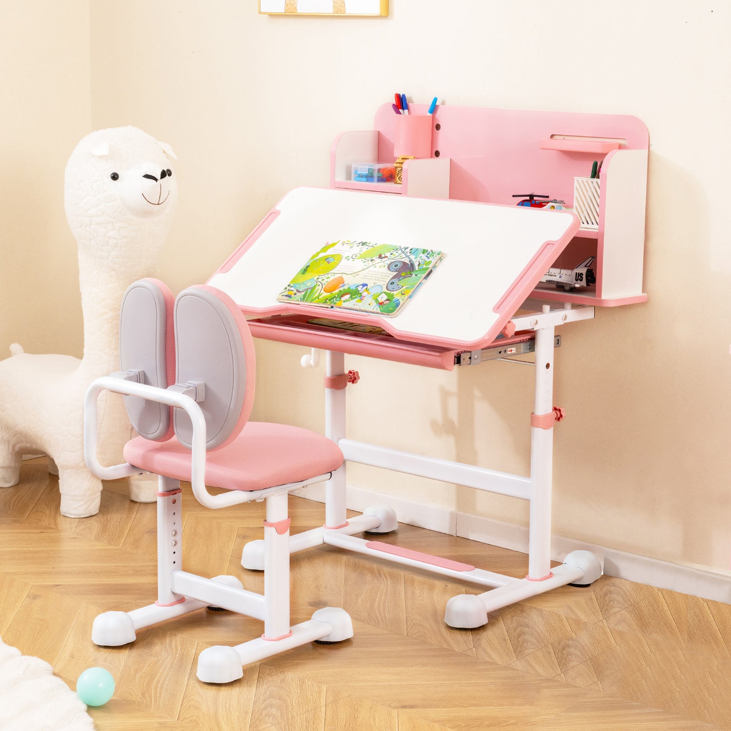 Kid's Study Desk and with Tilt Desktop and Pen Holder