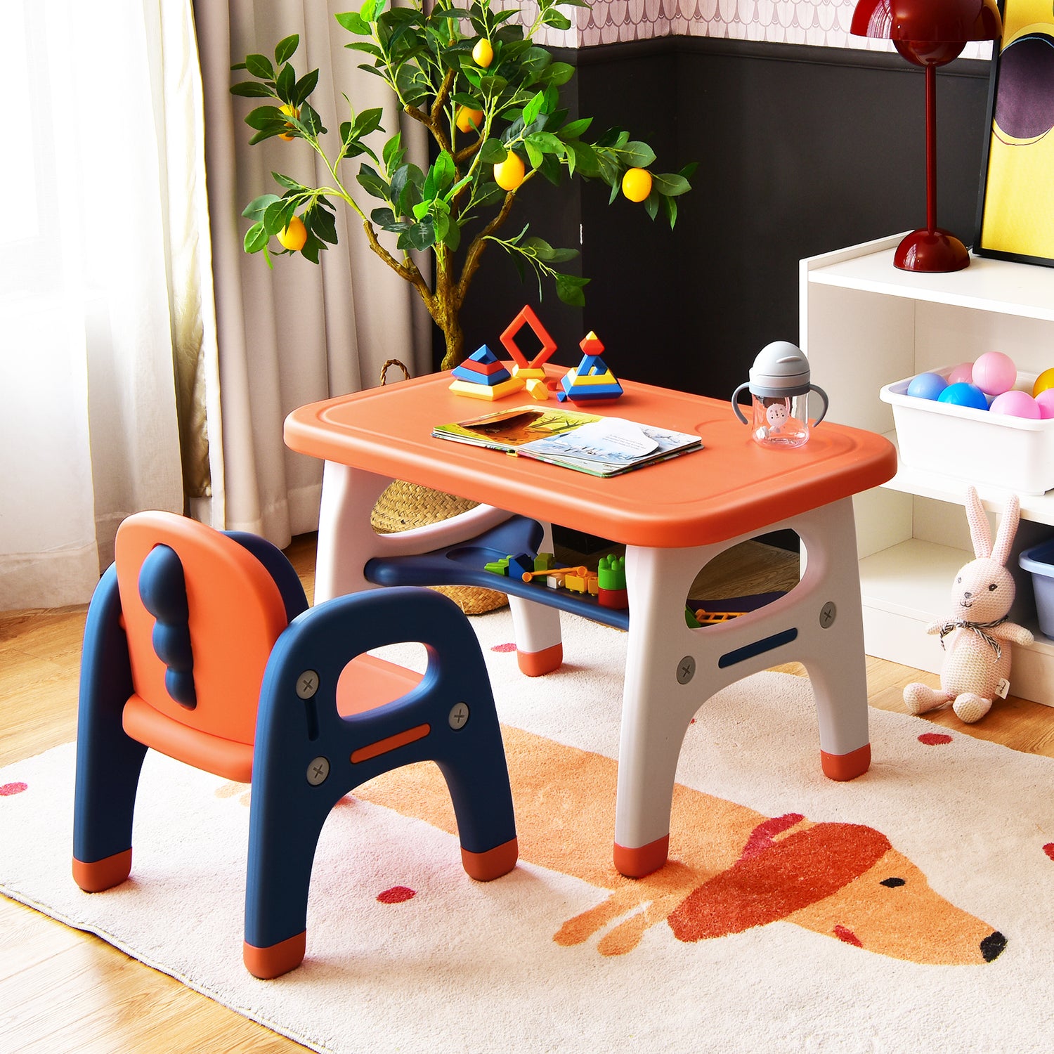 Kids Activity Table and Chair Set with Montessori Toys for Preschool and Kindergarten