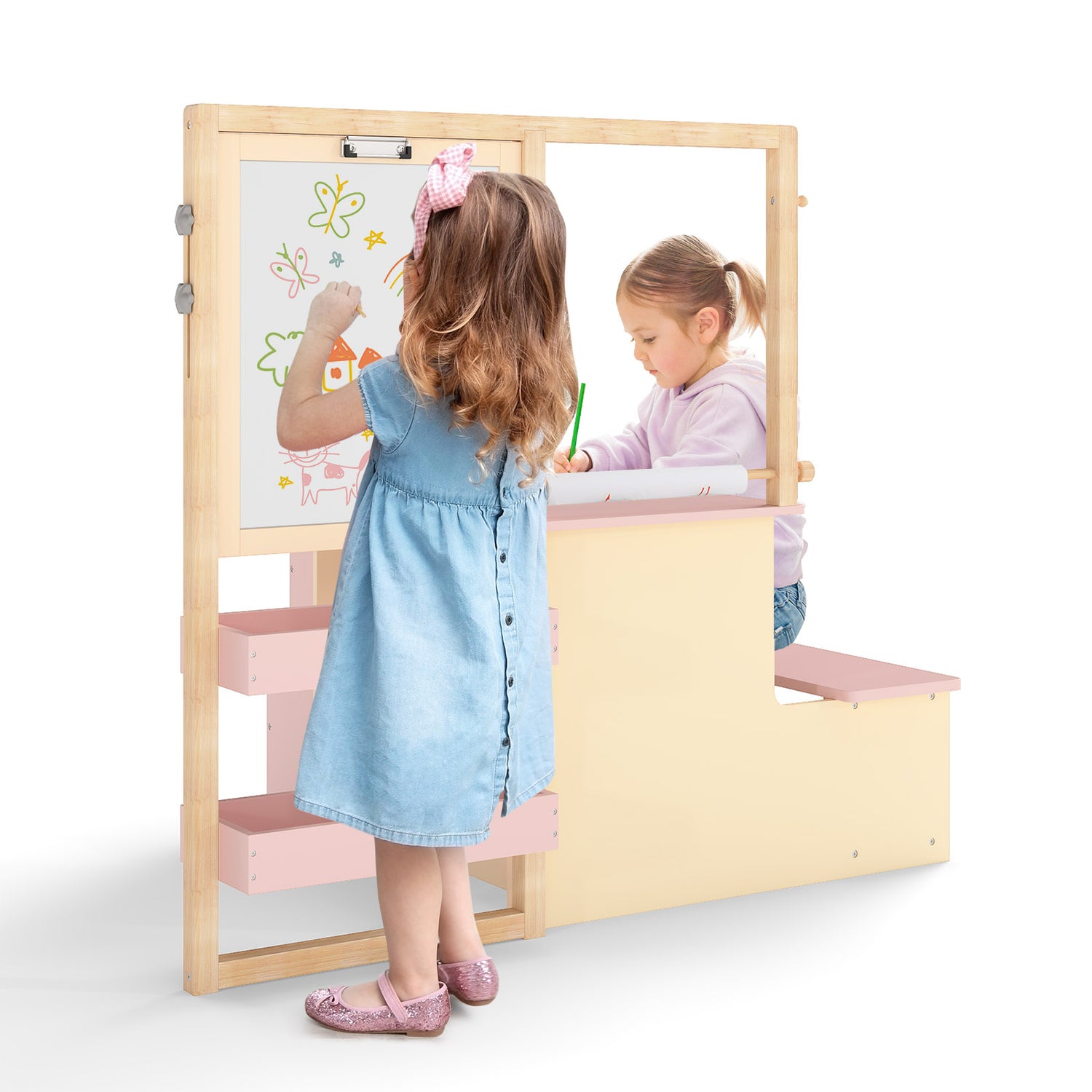 Kids Art Center Wooden Table Bench Set