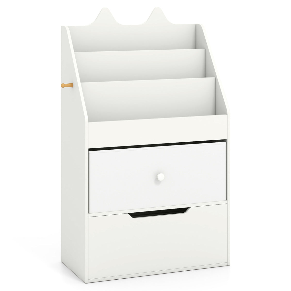 Kids Bookshelf and Toy Storage Organizer with Drawers and Hook for Kids Room