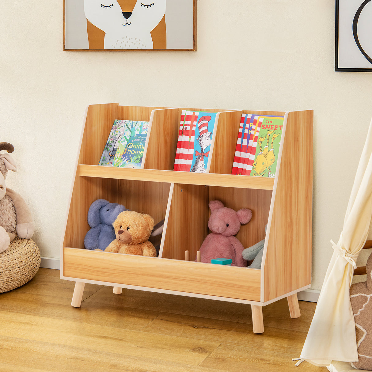5-Cube Kids Bookshelf and Toy Organizer with Anti-Tipping Kits