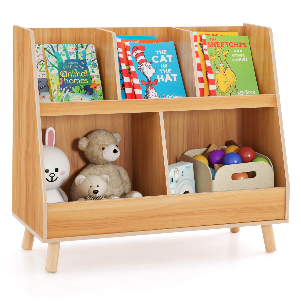 5-Cube Kids Bookshelf and Toy Organizer with Anti-Tipping Kits