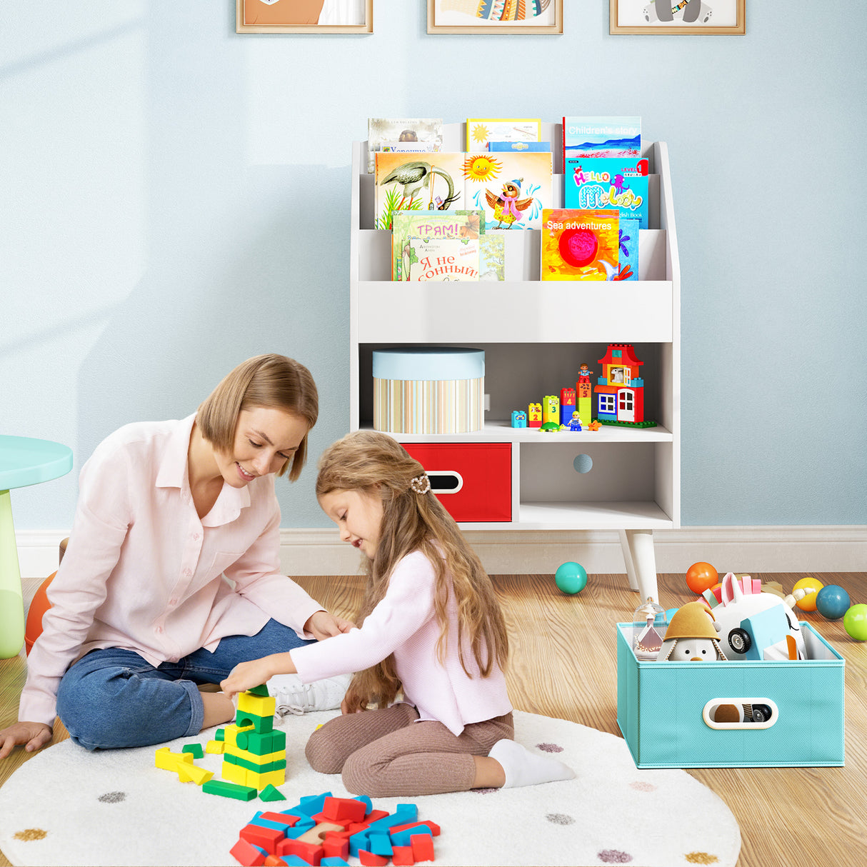 Kids Bookshelf with Open Compartment for Toddlers 3+ Years Old
